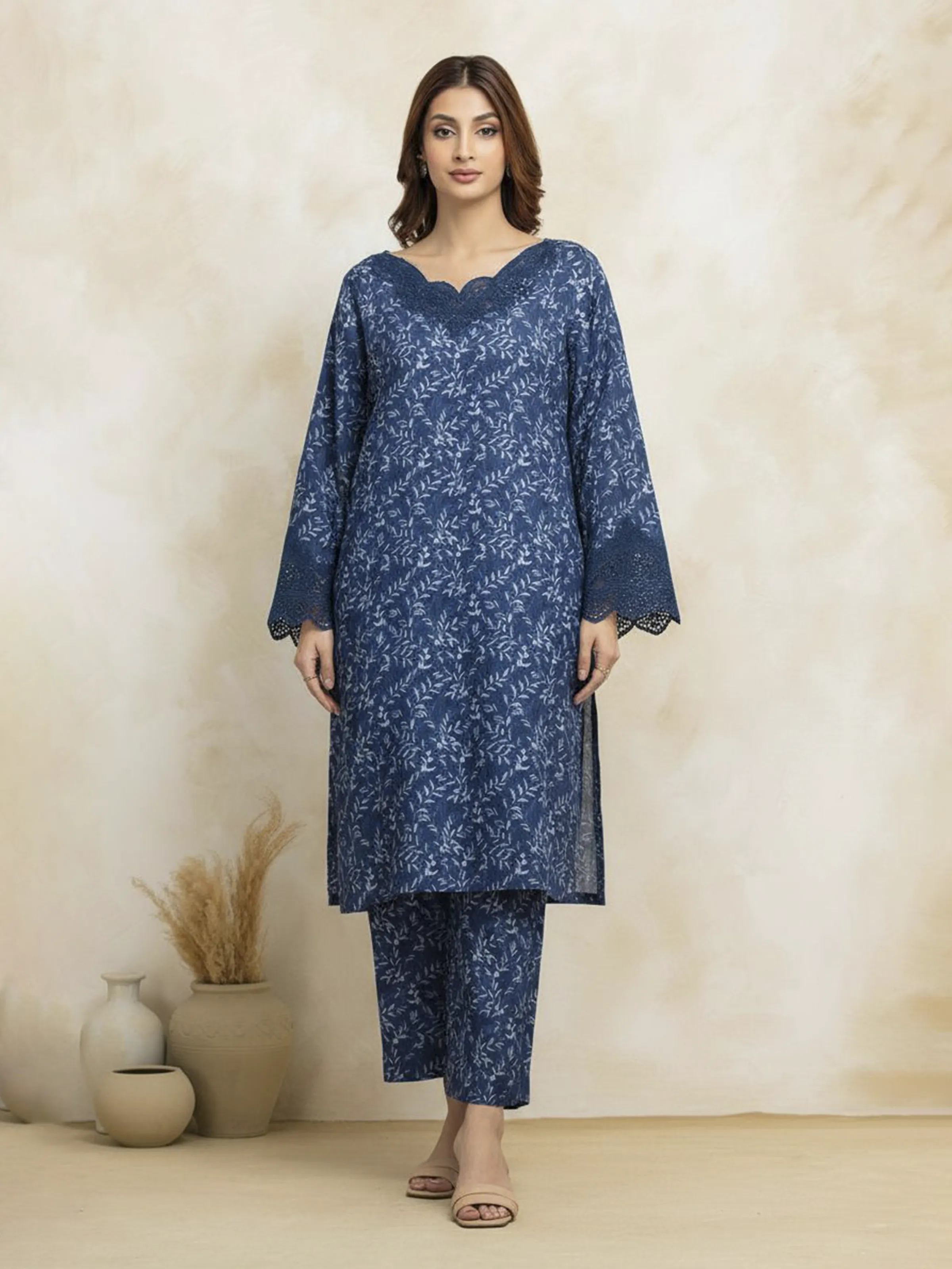 Printed Raw Silk Suit - EWU5V16-30224P-3P - Image 2