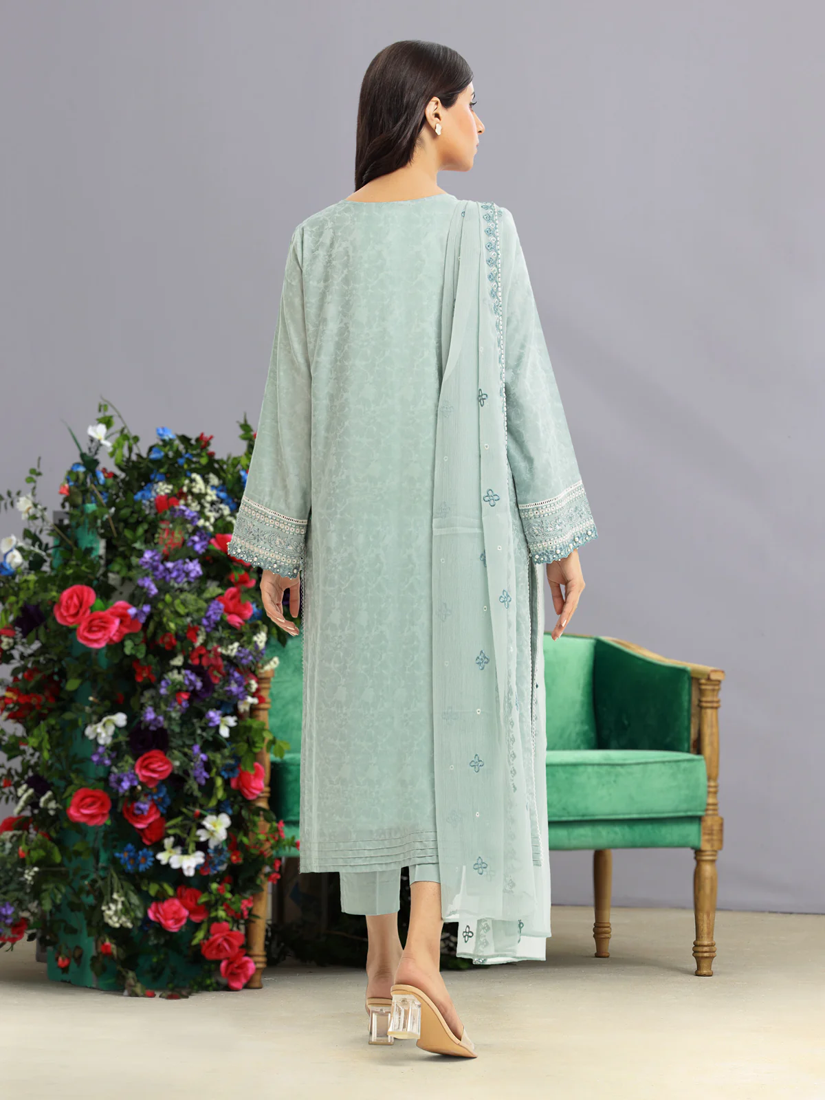 Embroidered Dobby Shirt Trouser - EWU23V7-26740ST - Image 2