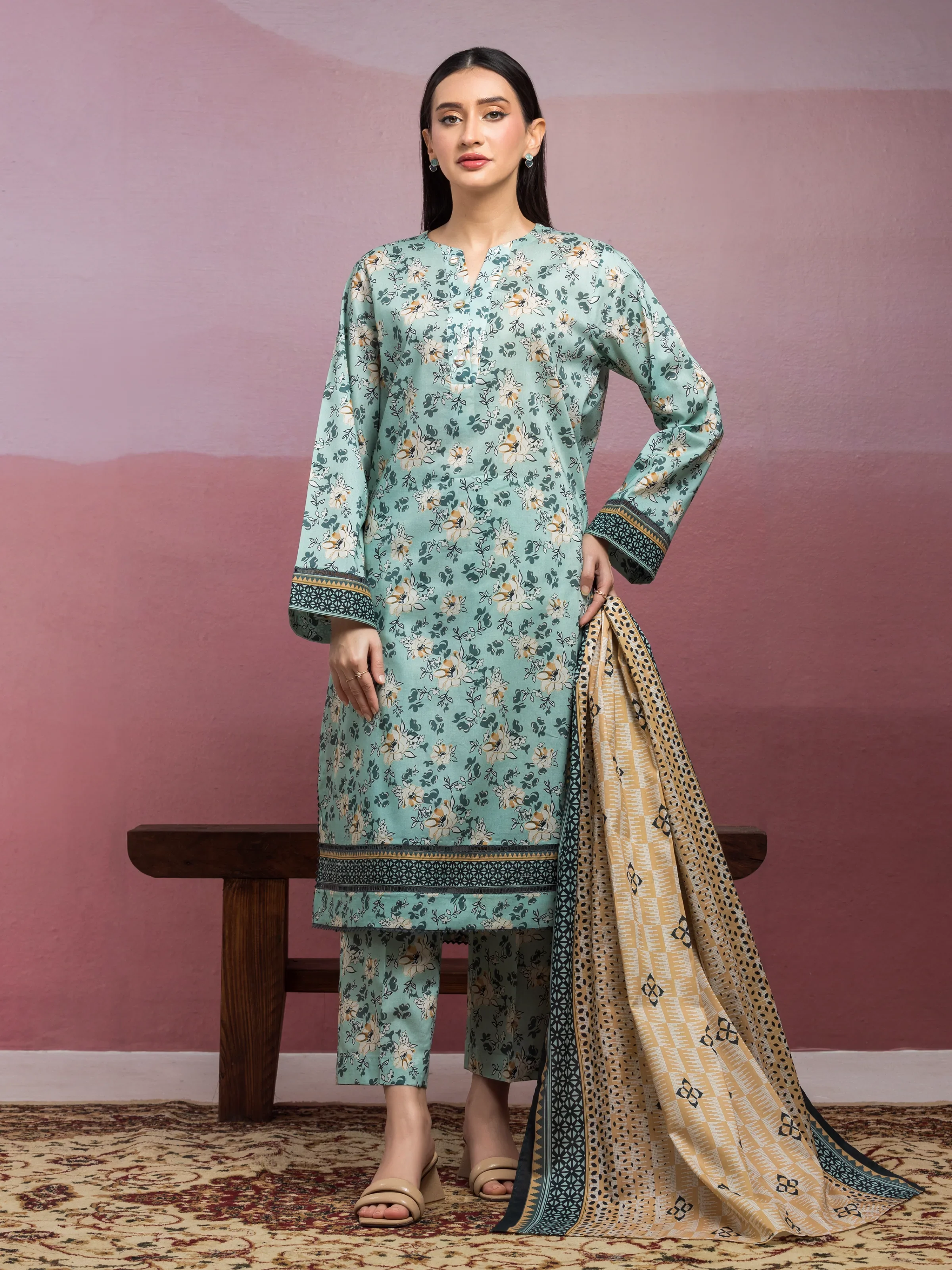 Printed Lawn Suit - EWU5A1-35071-3P