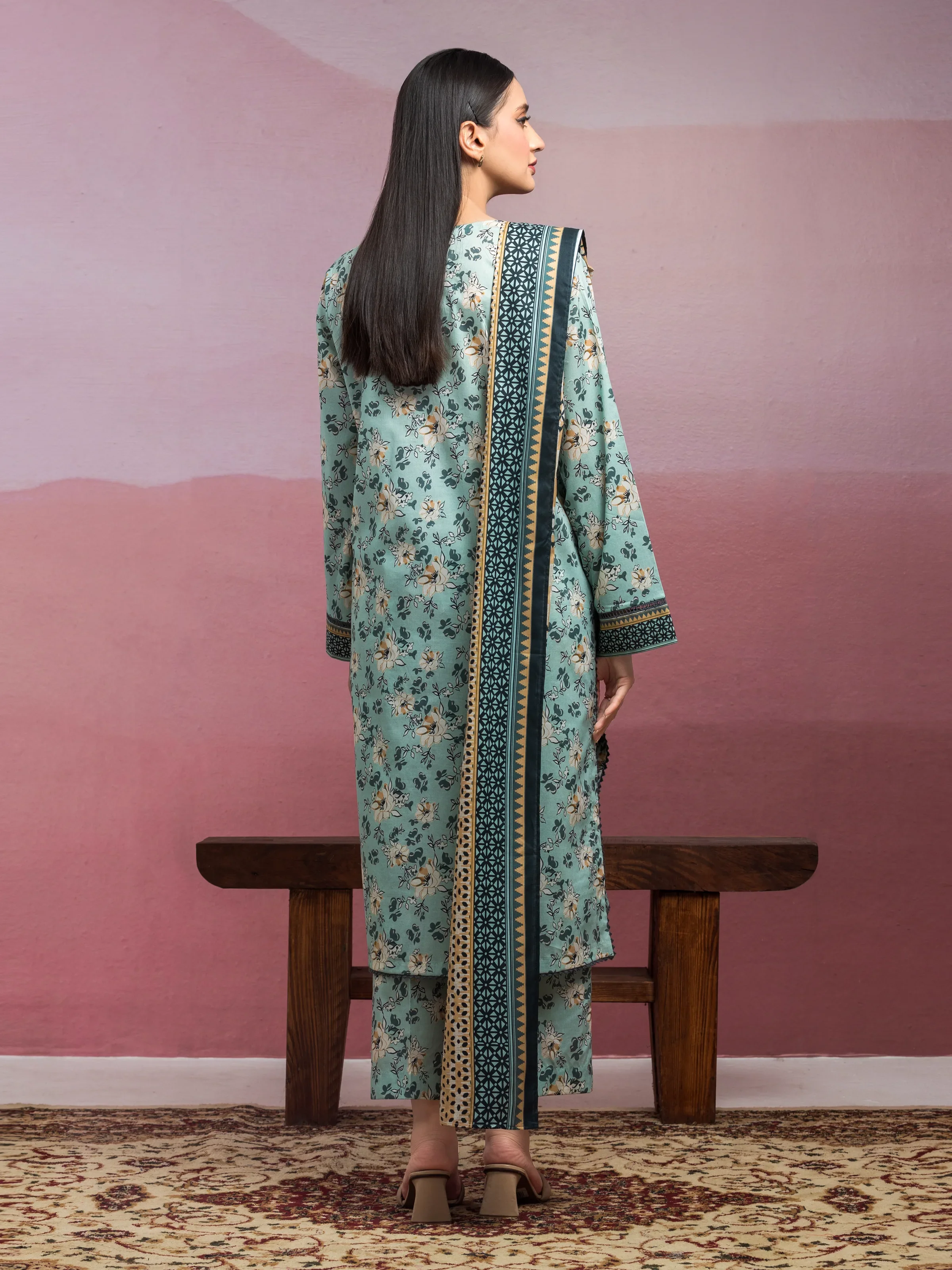 Printed Lawn Suit - EWU5A1-35071-3P - Image 2