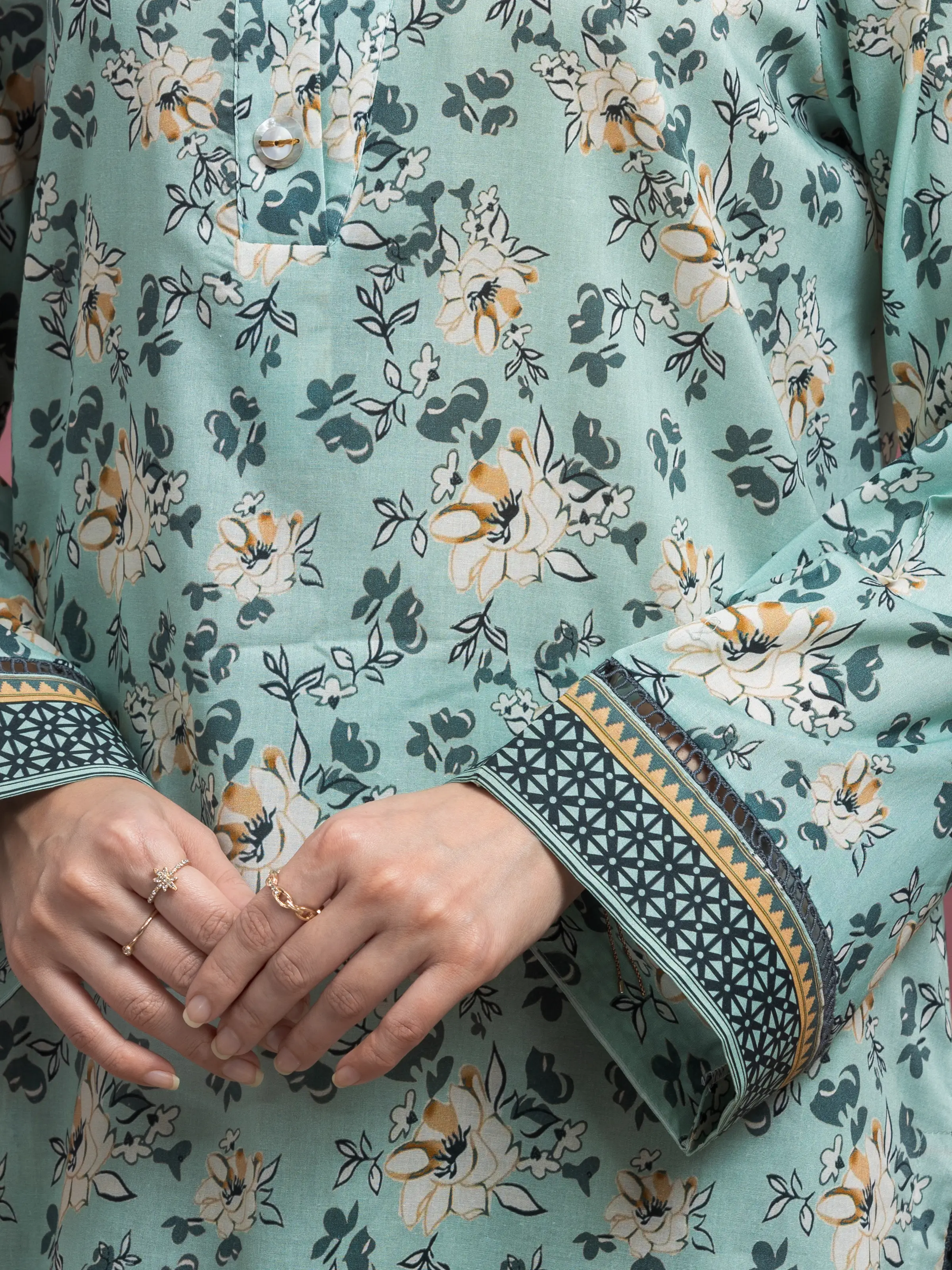 Printed Lawn Suit - EWU5A1-35071-3P - Image 4