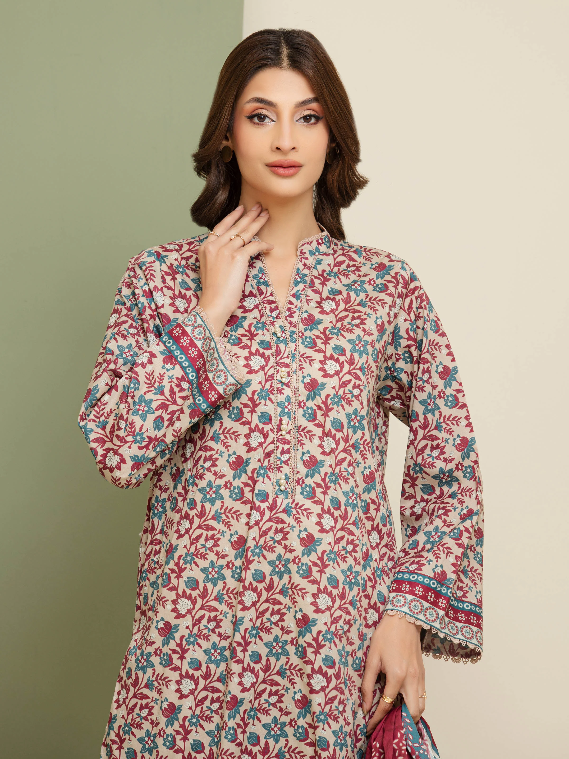 Printed Lawn Suit - EWU5A1-35175-3P - Image 3