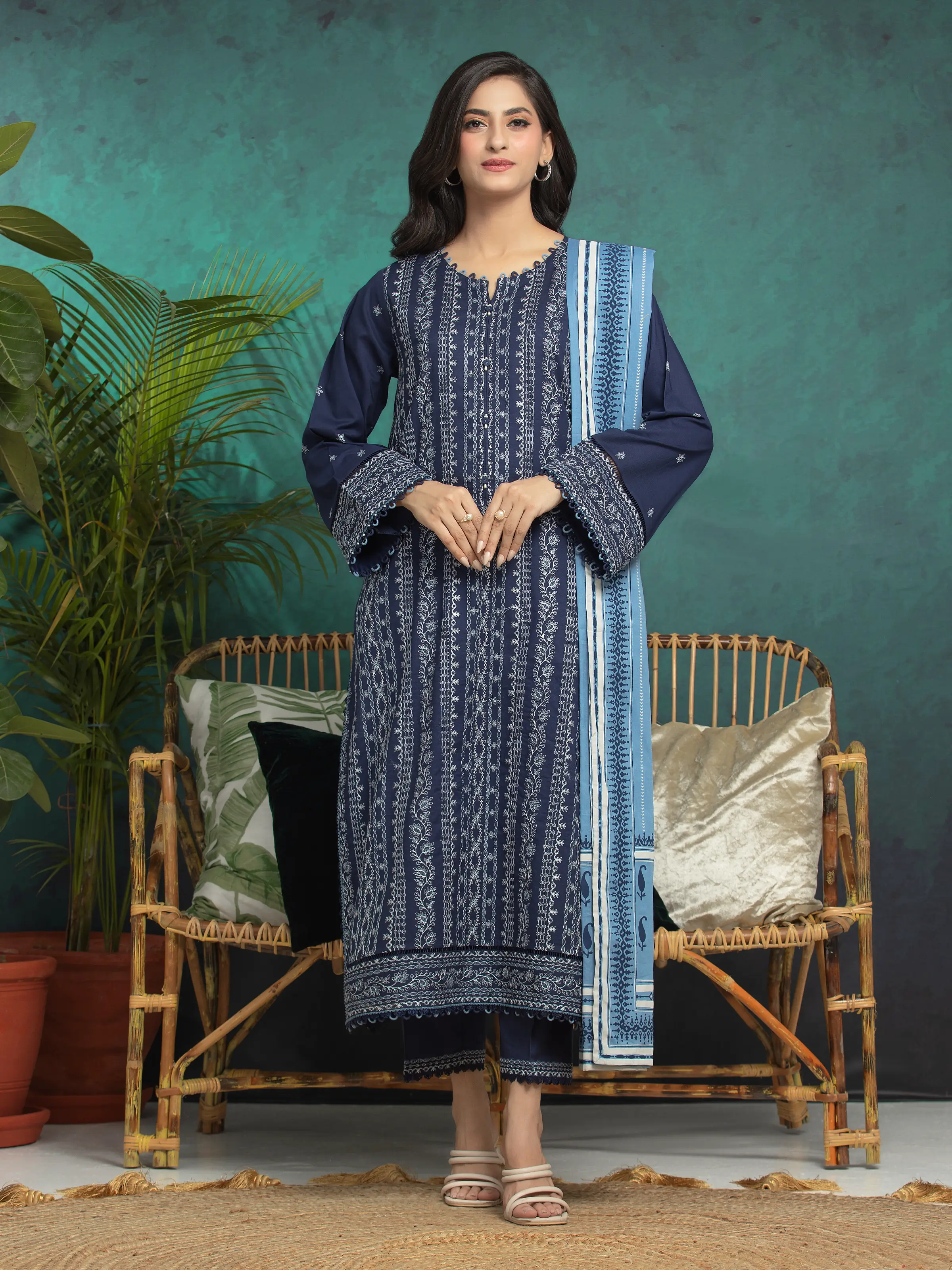 Embroidered Cambric Suit - EWU24V2-31011-3P