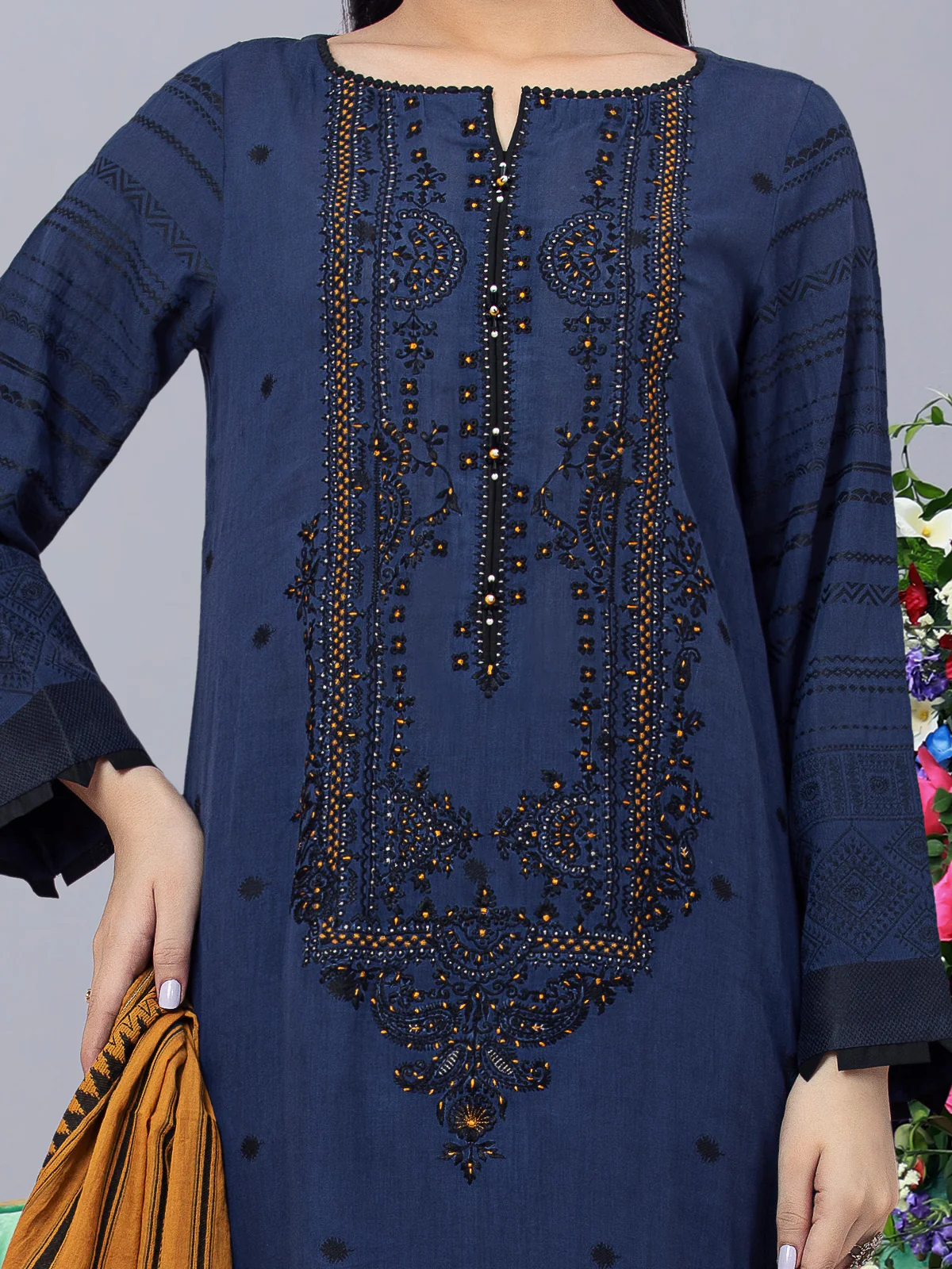 Embroidered Jacquard Suit - EWU24V3-26623-3P - Image 2