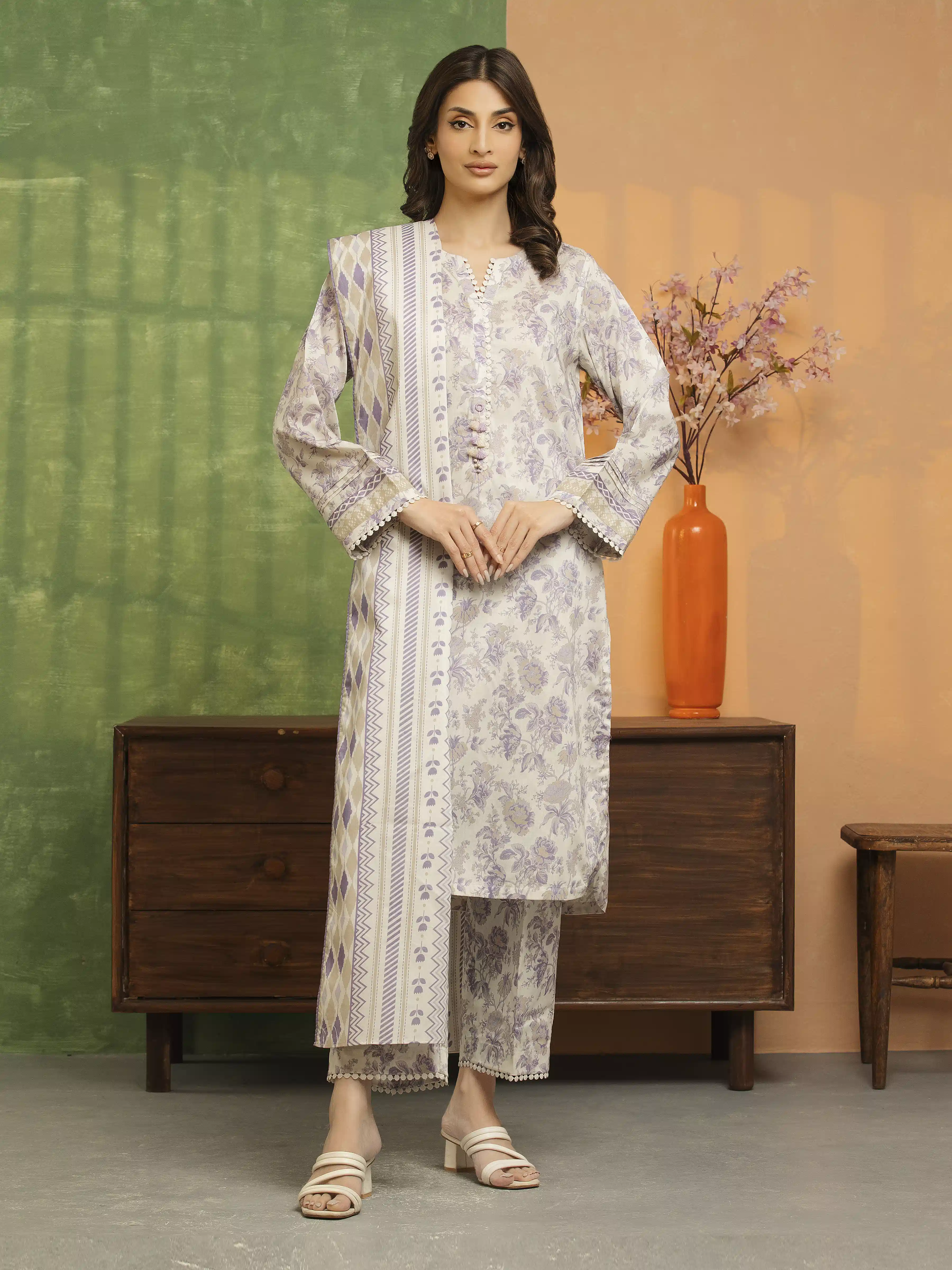 Printed Lawn Suit - EWU5A1-35146-3P