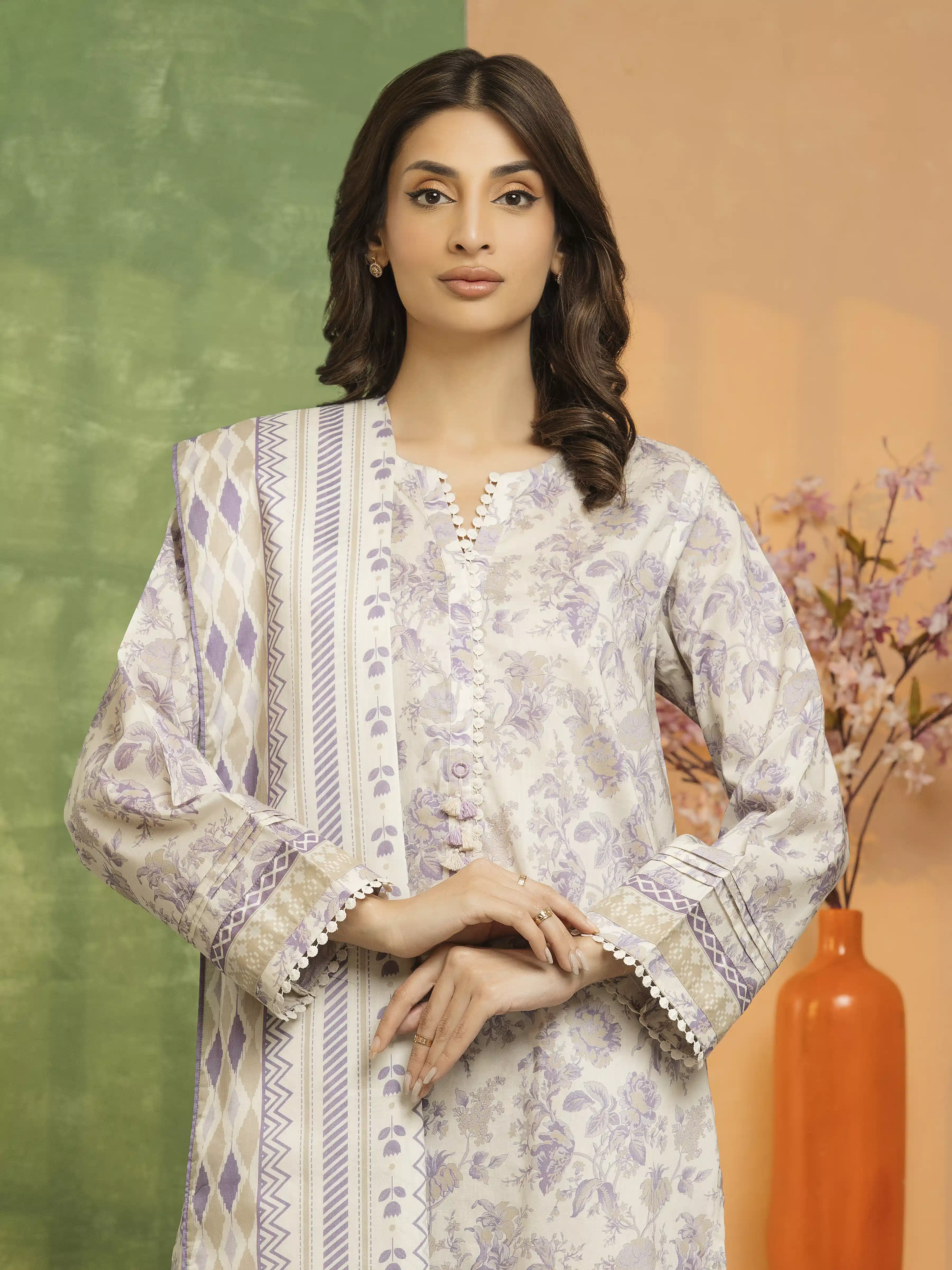 Printed Lawn Suit - EWU5A1-35146-3P - Image 2