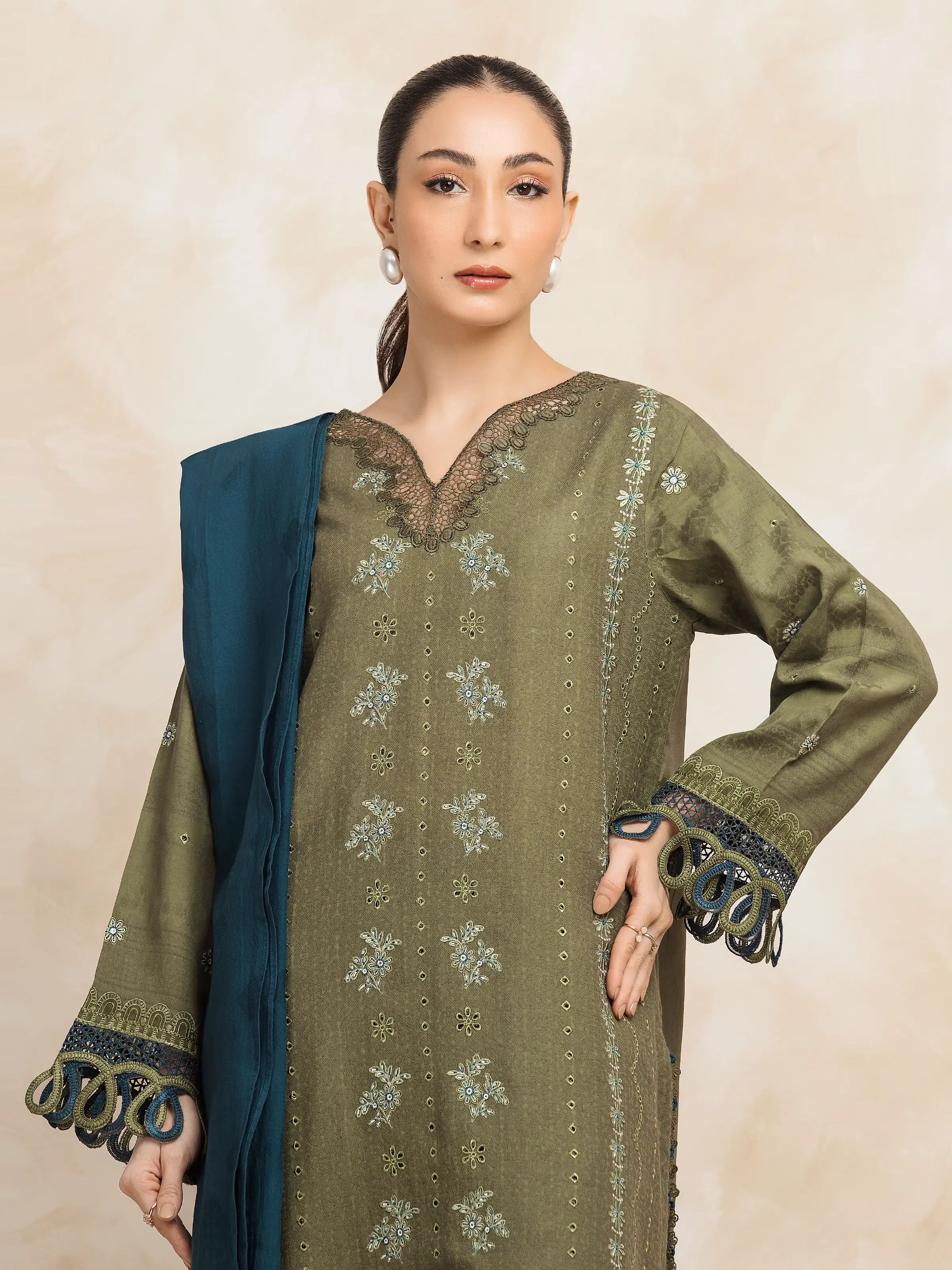 Embroidered Jacquard Suit - EWU5V3-31150-3P - Image 3