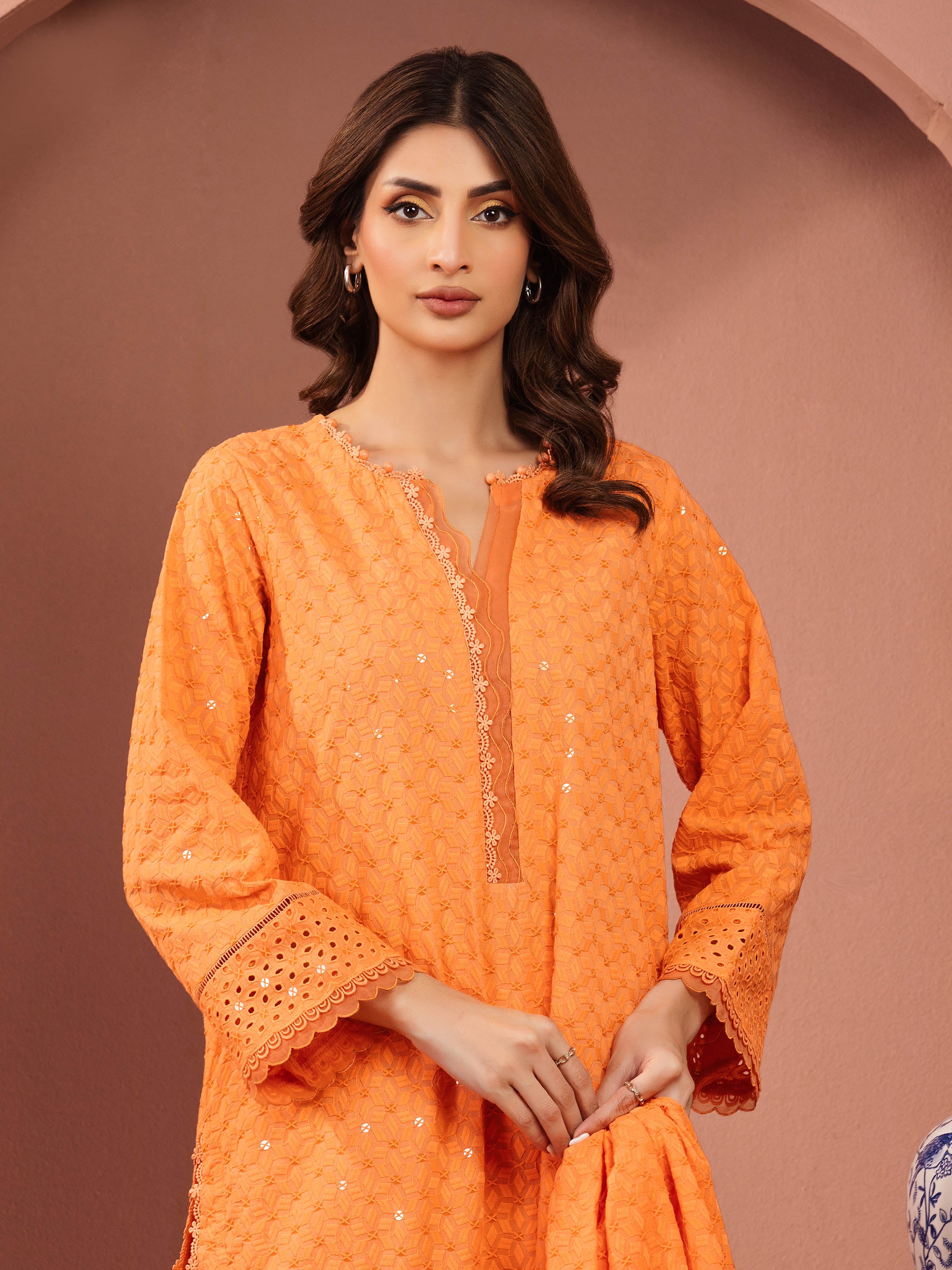 Embroidered Cambric Suit - EWU5V2-31834-3P - Image 2