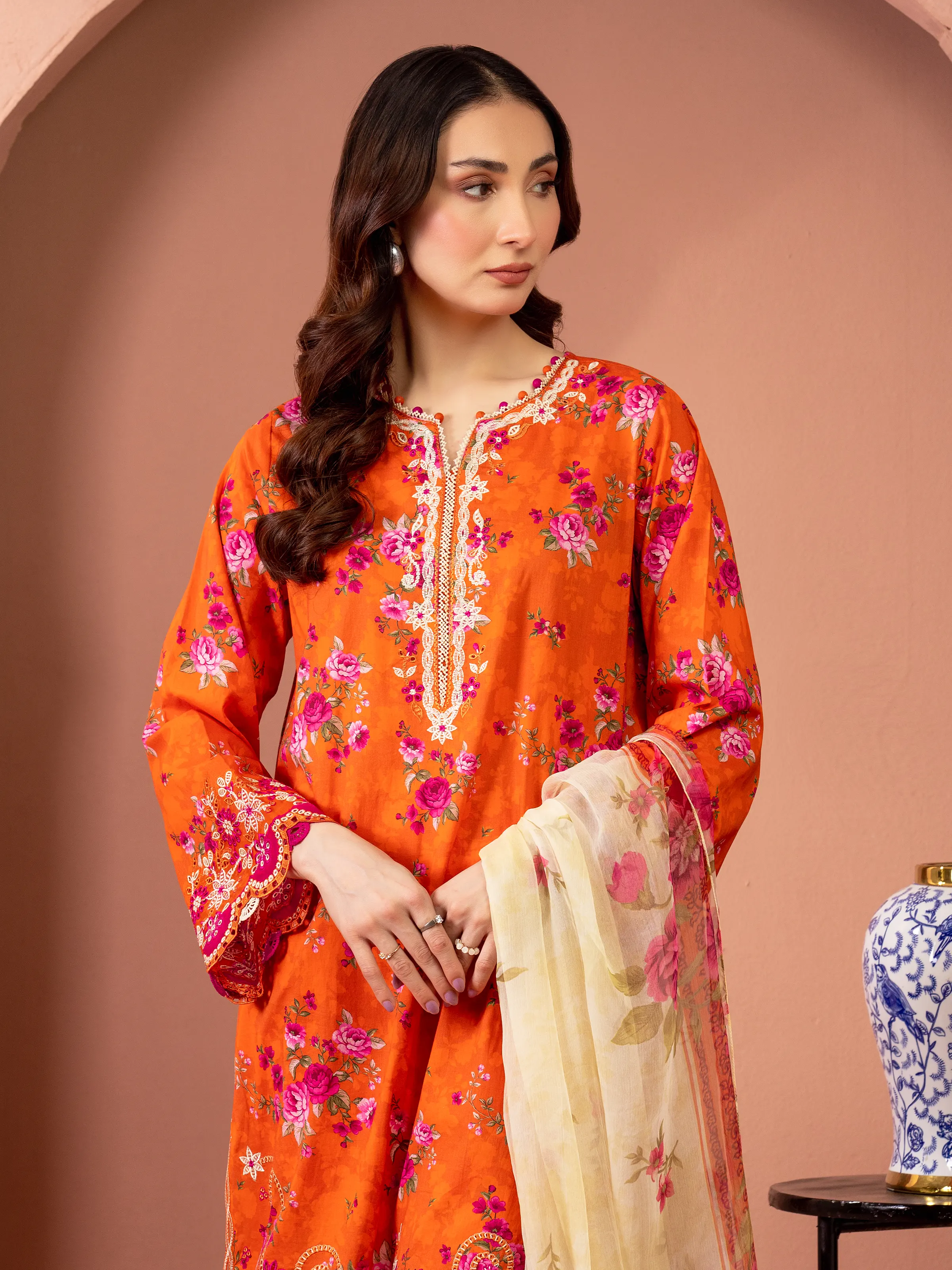Embroidered Lawn Suit - EWU5V1-31456-3P - Image 2