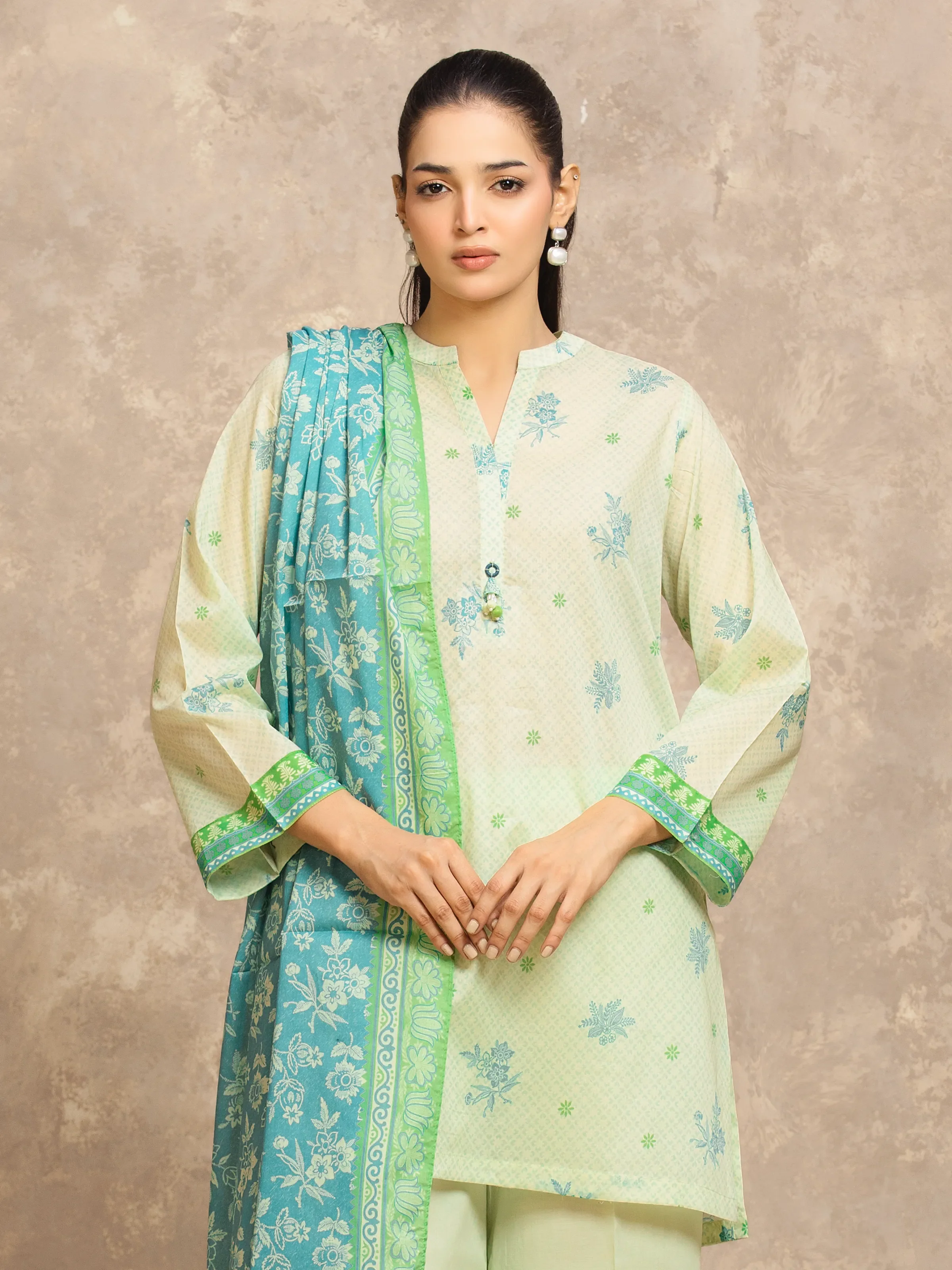 Printed Lawn Suit - EWU6A1-36541-3P - Image 2