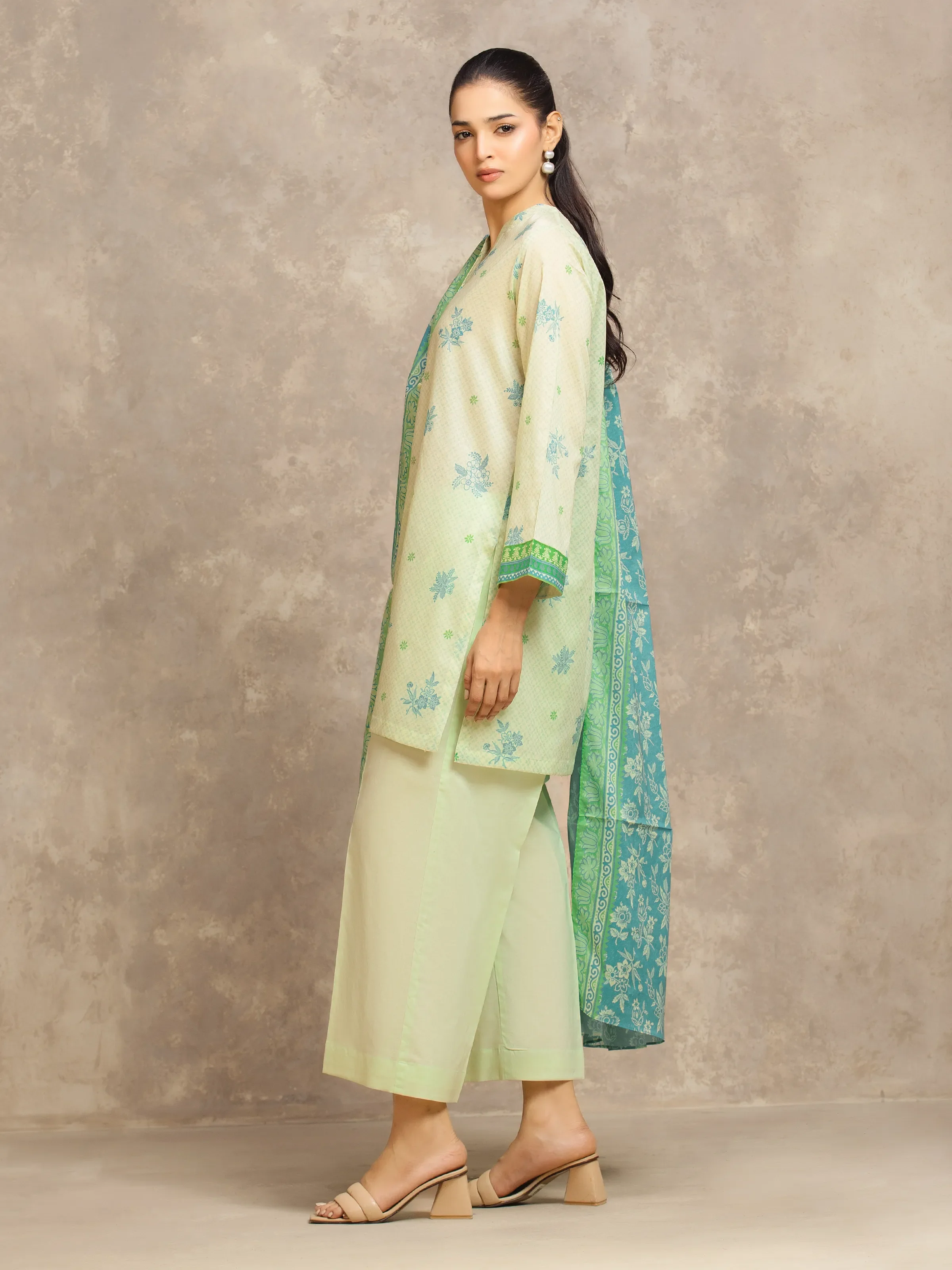 Printed Lawn Suit - EWU6A1-36541-3P - Image 5