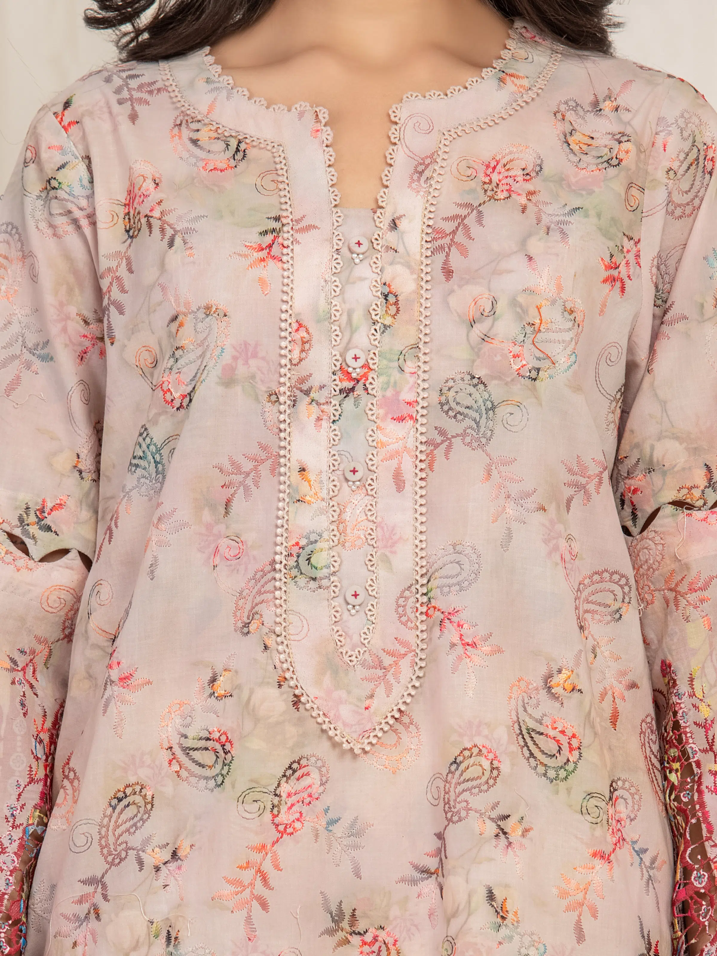 Embroidered Cambric Suit - EWU6V2-33510-3P - Image 3