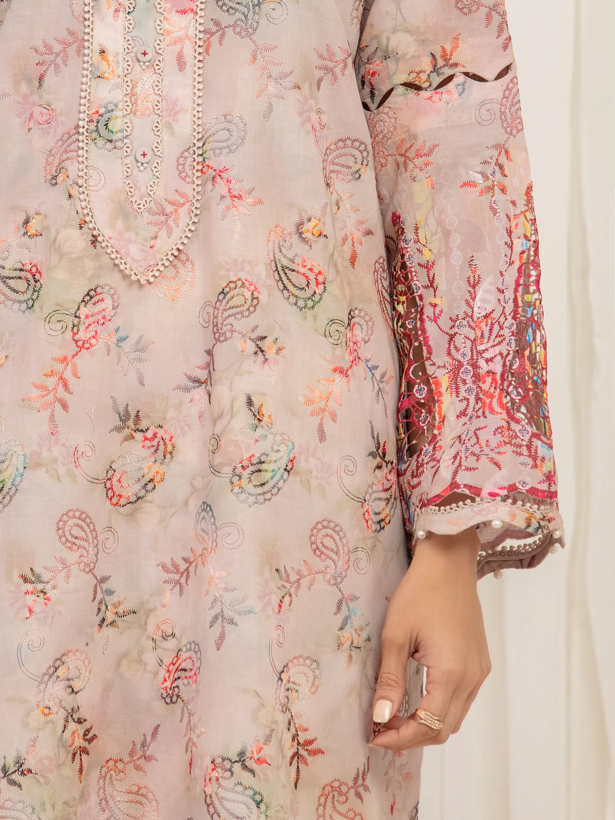 Embroidered Cambric Suit - EWU6V2-33510-3P - Image 4