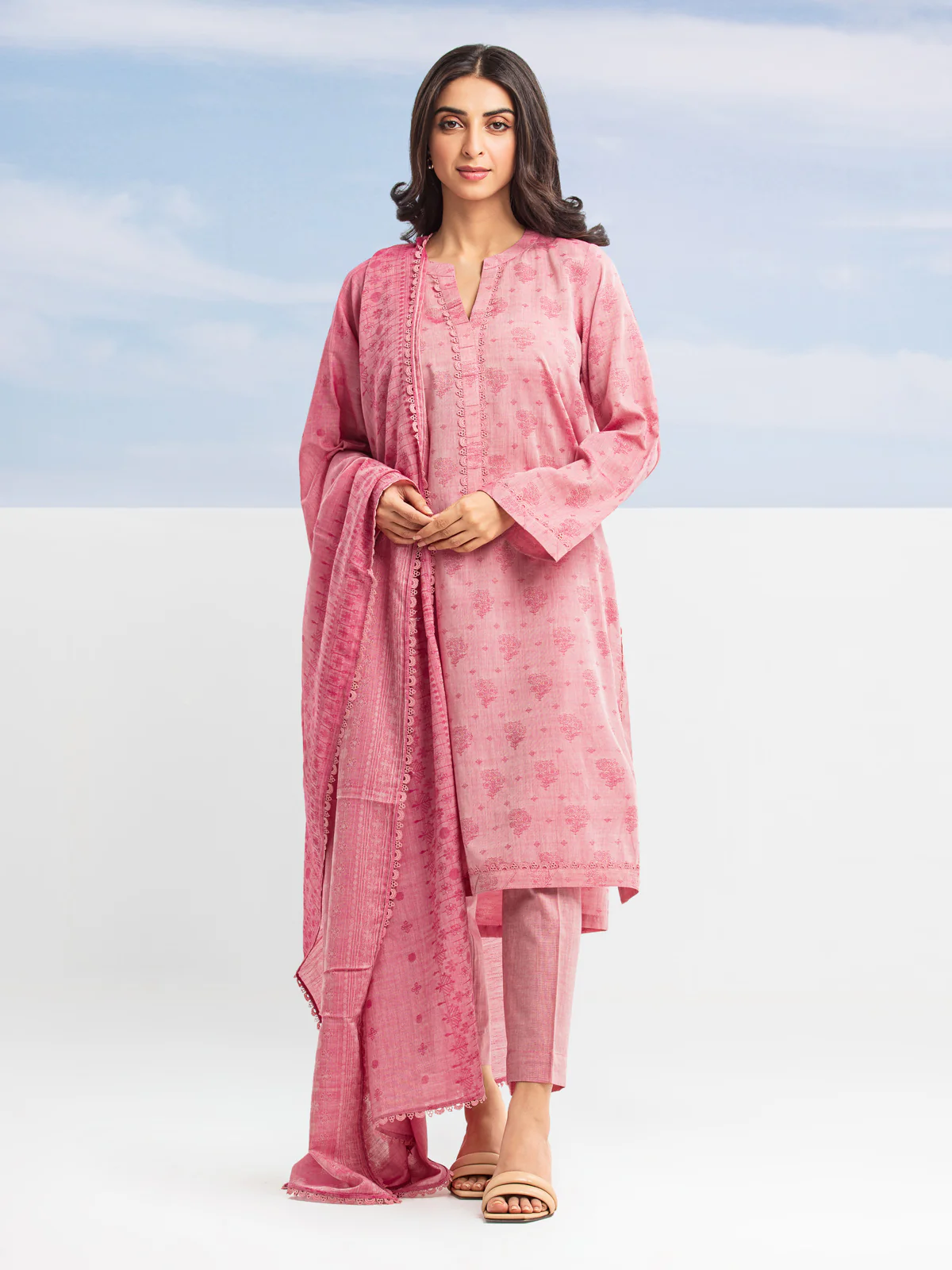 Embroidered Jacquard Shirt Dupatta - EWU24V3-28787SD
