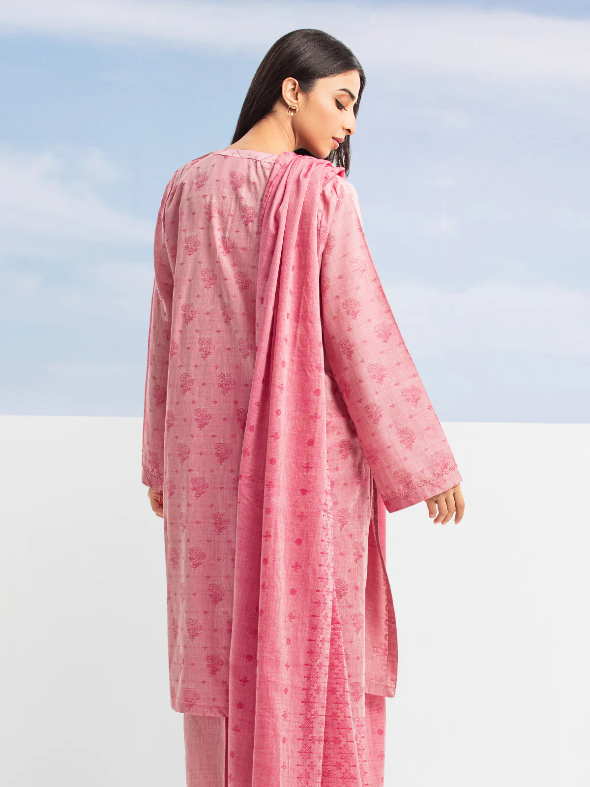 Embroidered Jacquard Shirt Dupatta - EWU24V3-28787SD - Image 2