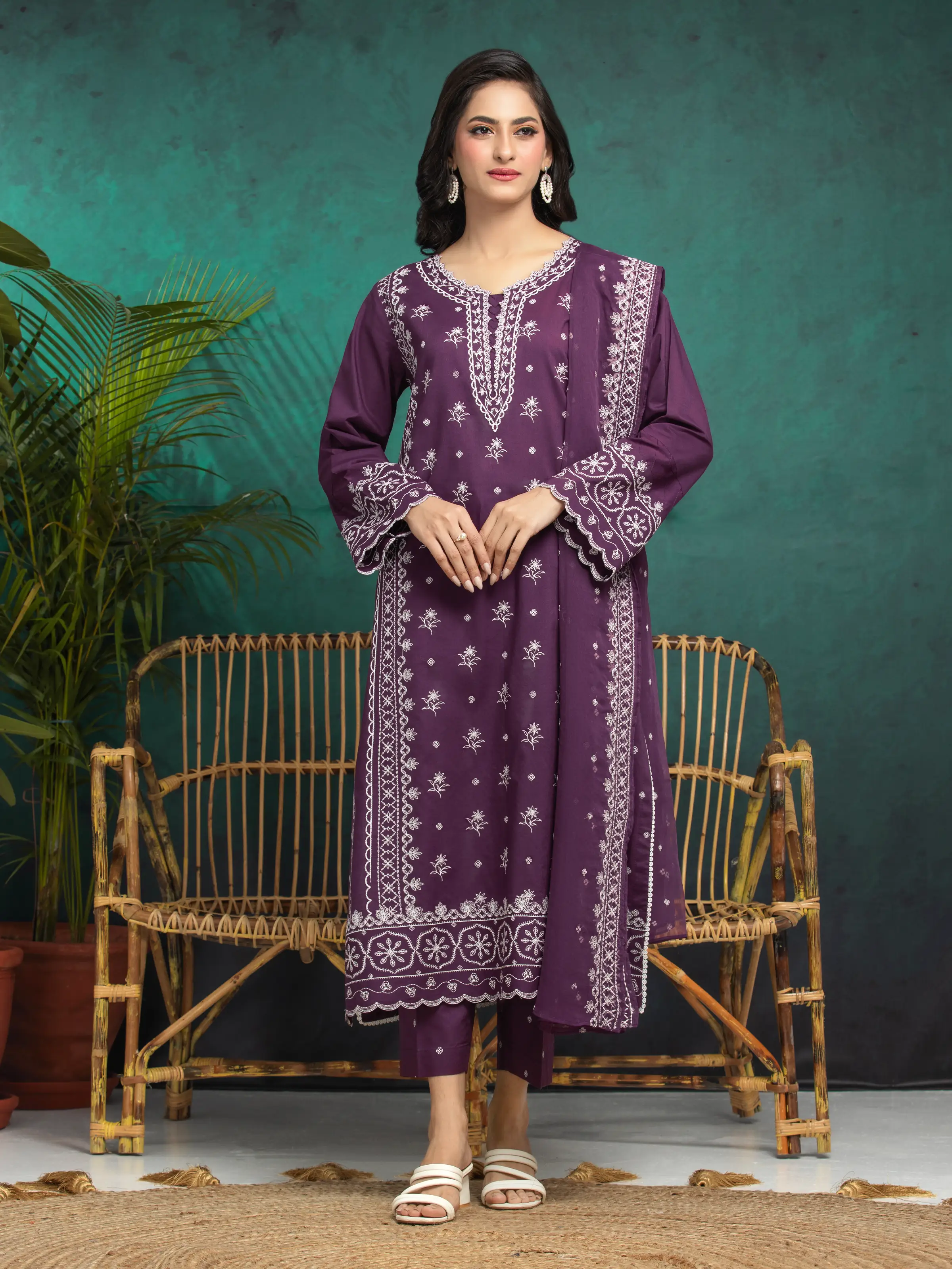 Embroidered Cambric Suit - EWU24V2-31016-3P