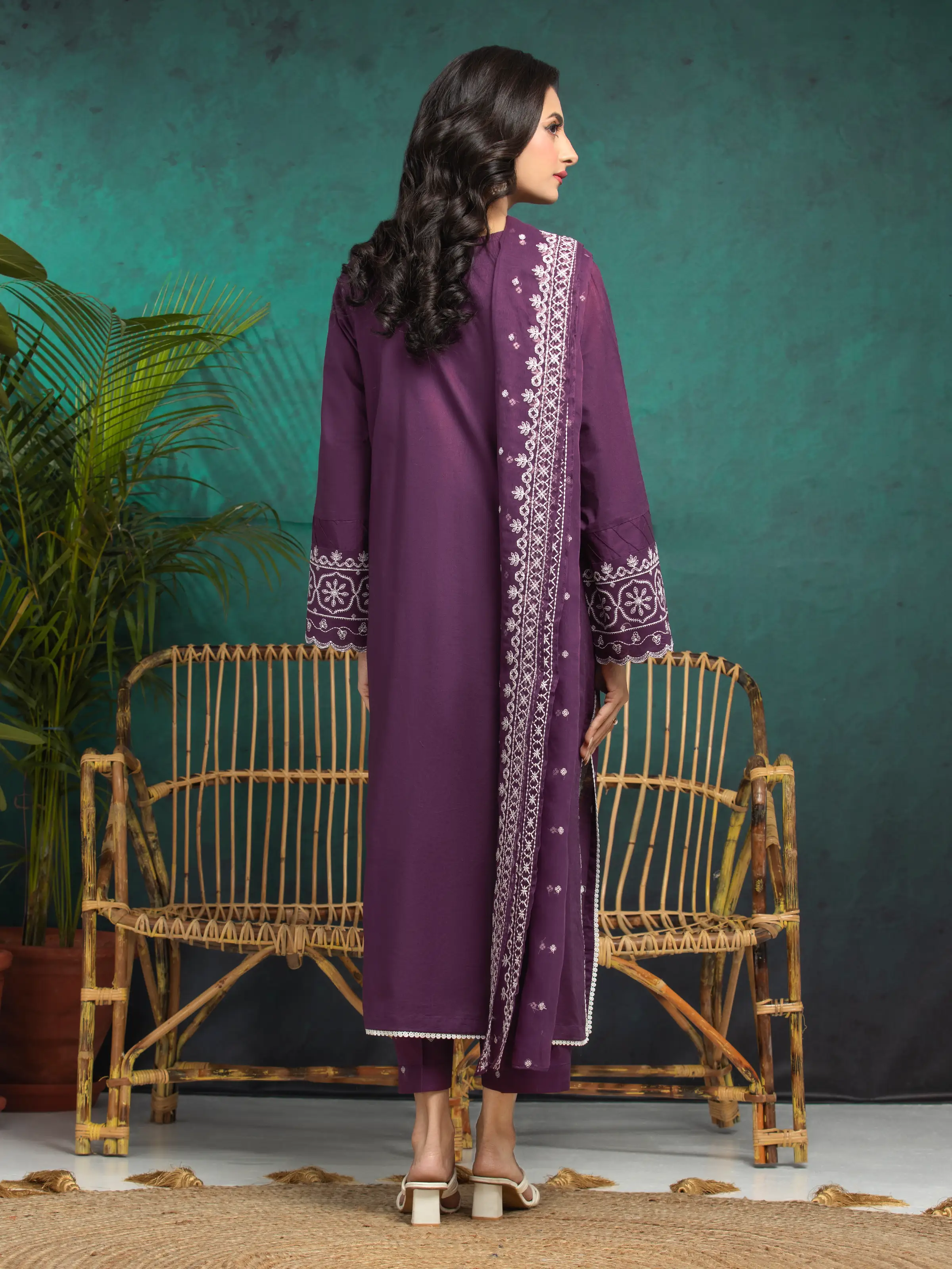 Embroidered Cambric Suit - EWU24V2-31016-3P - Image 2