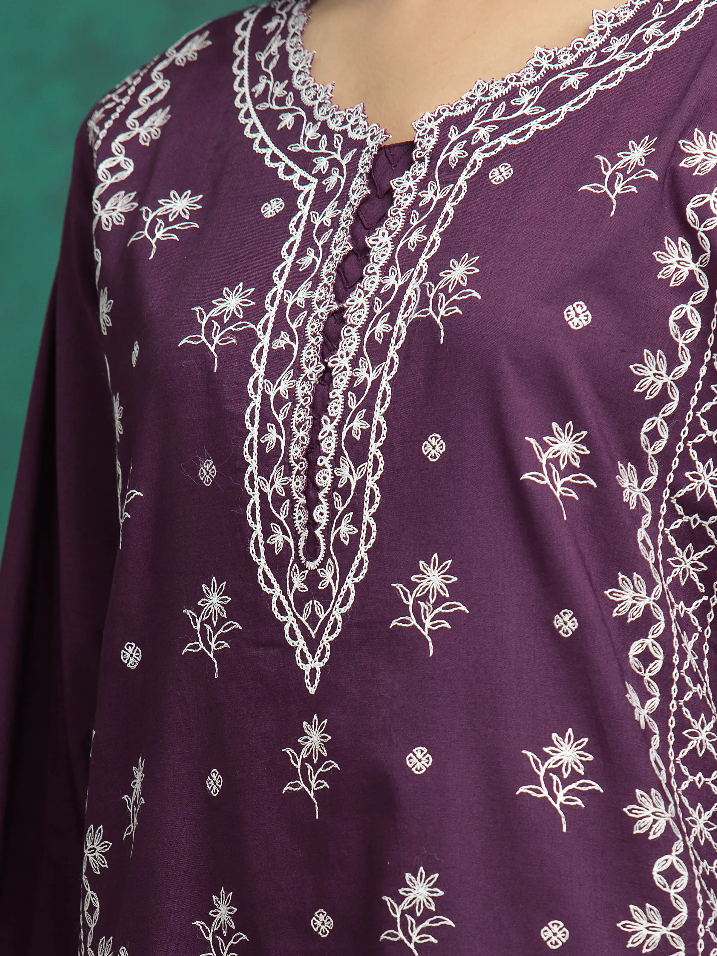 Embroidered Cambric Suit - EWU24V2-31016-3P - Image 4