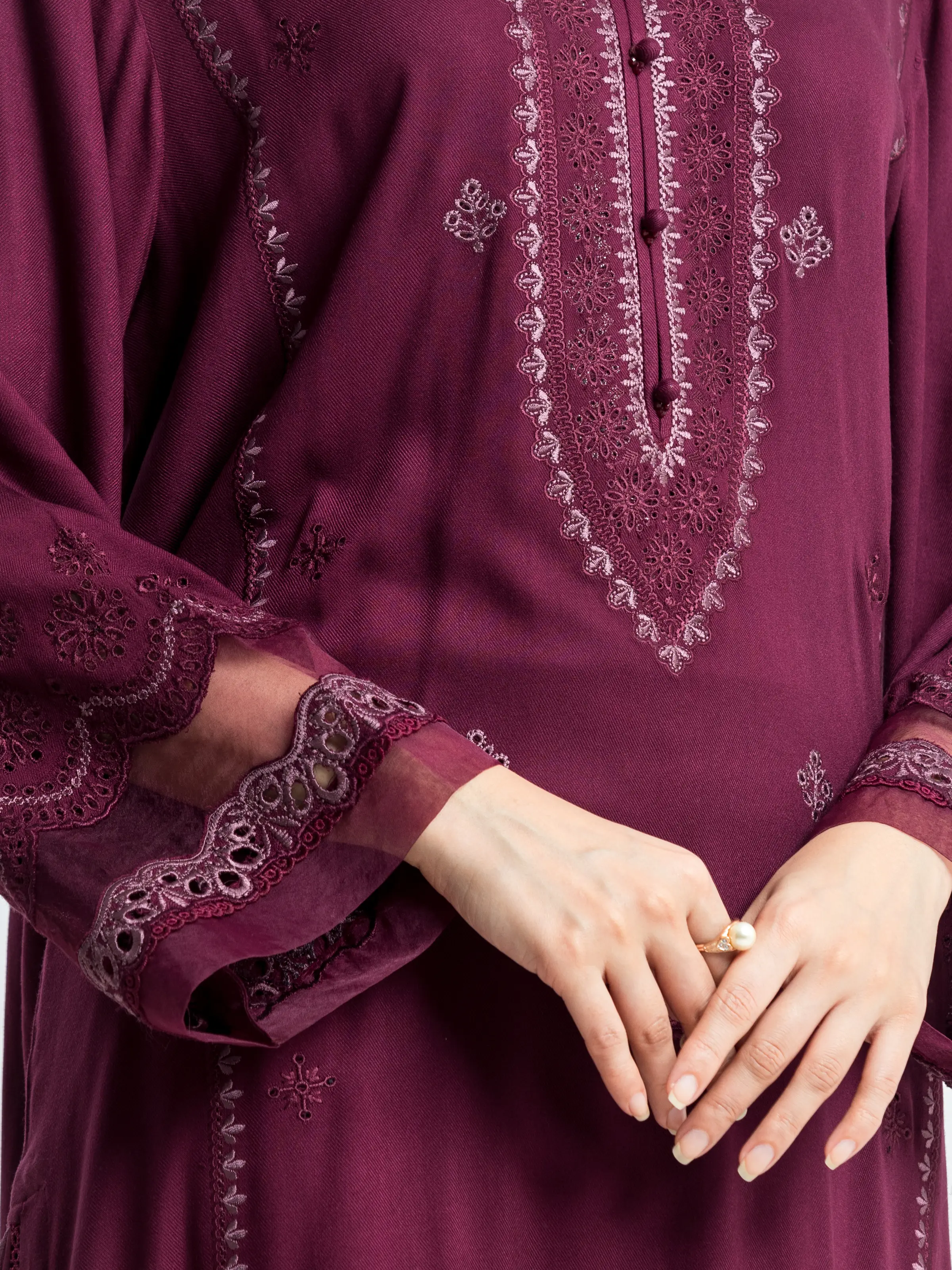 Embroidered Viscose Suit - EWU24V13-30227-3P - Image 3
