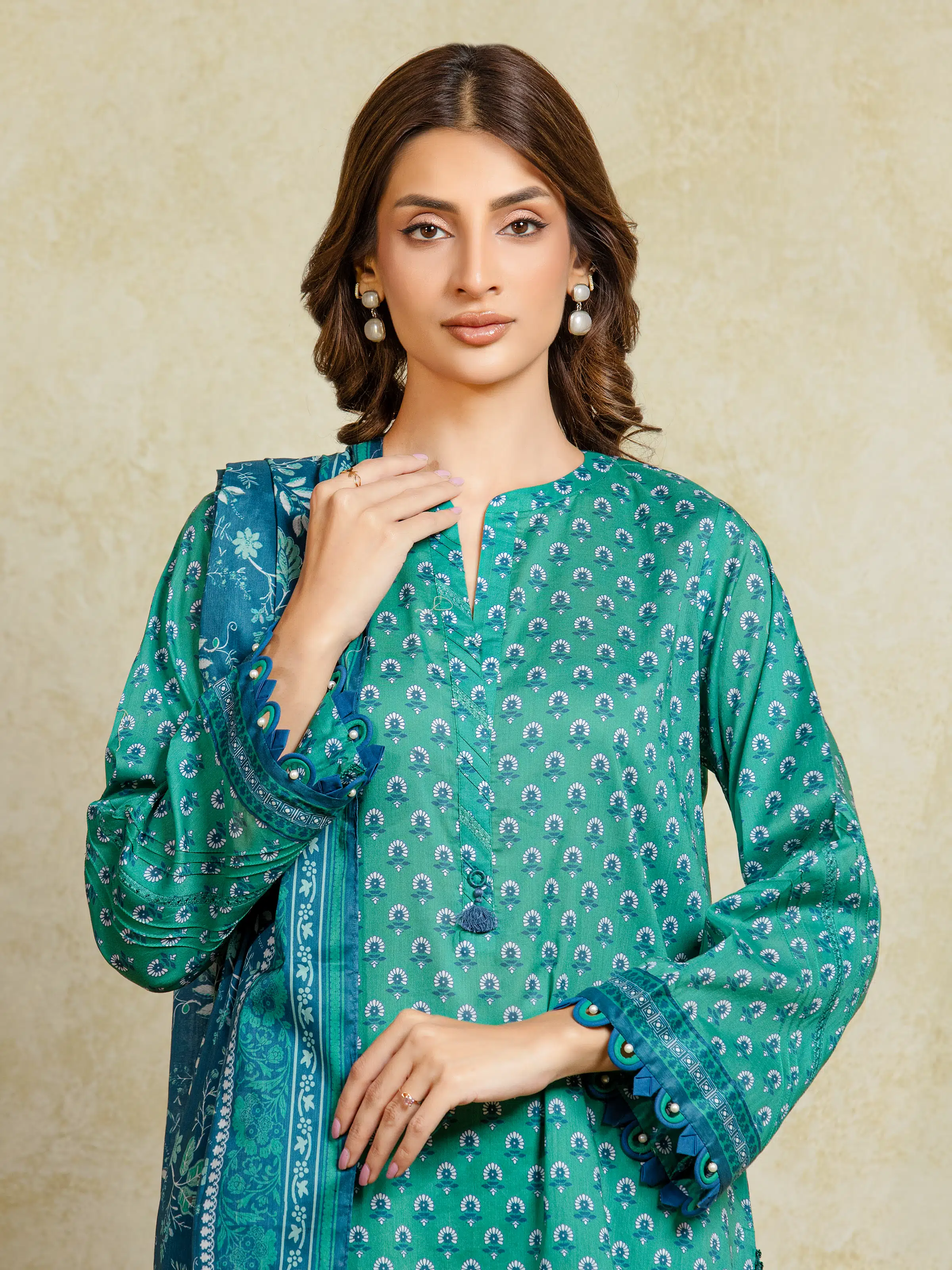 Printed Khaddar Shirt Dupatta - EWU5A3-35934SD - Image 2