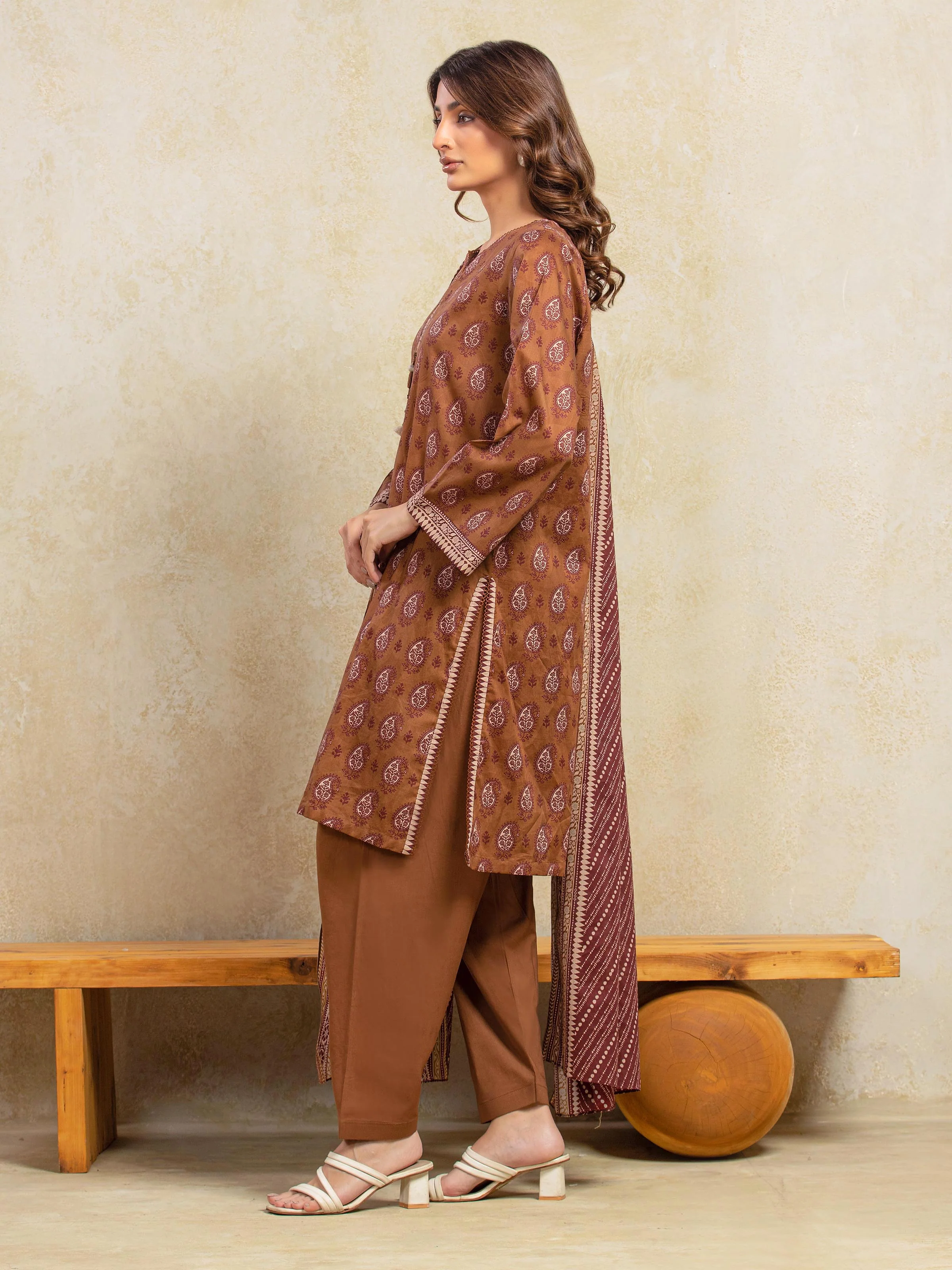 Printed Khaddar Shirt - EWU5A3-35976S - Image 5