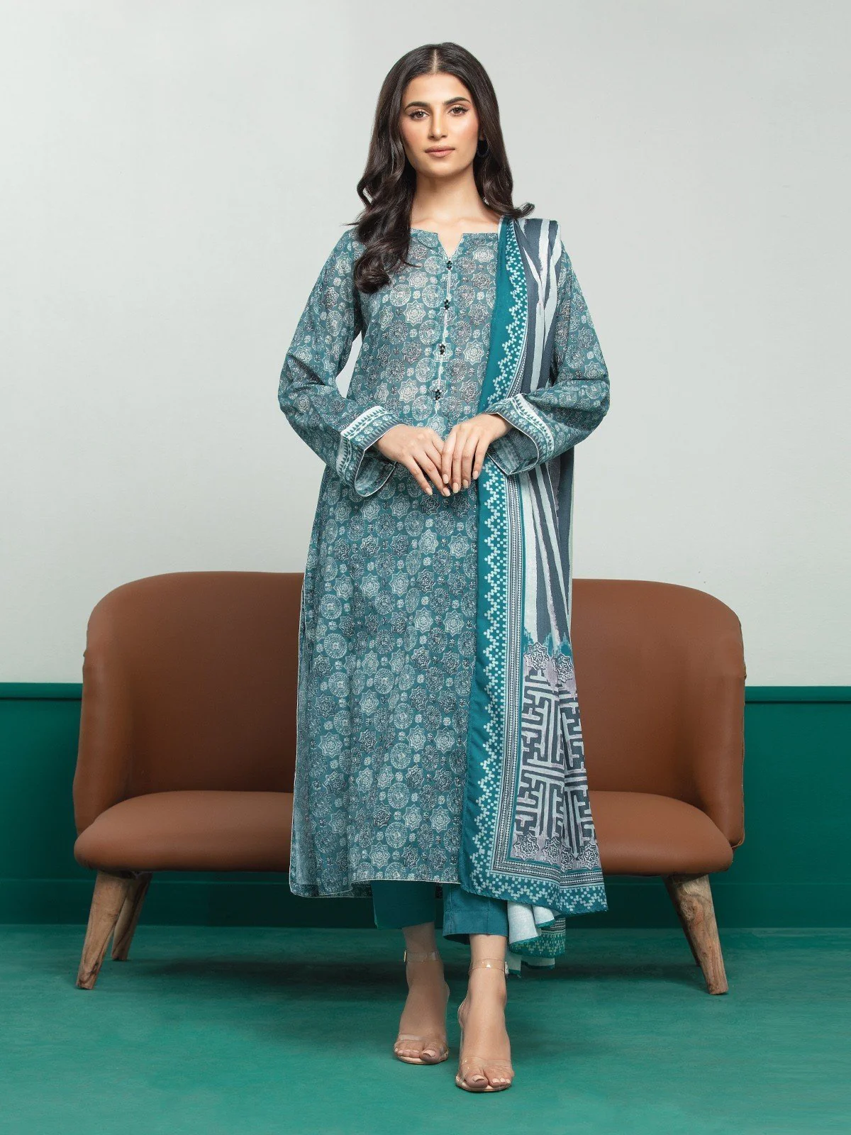 Printed Khaddar Shirt - EWU23A3S-27639S