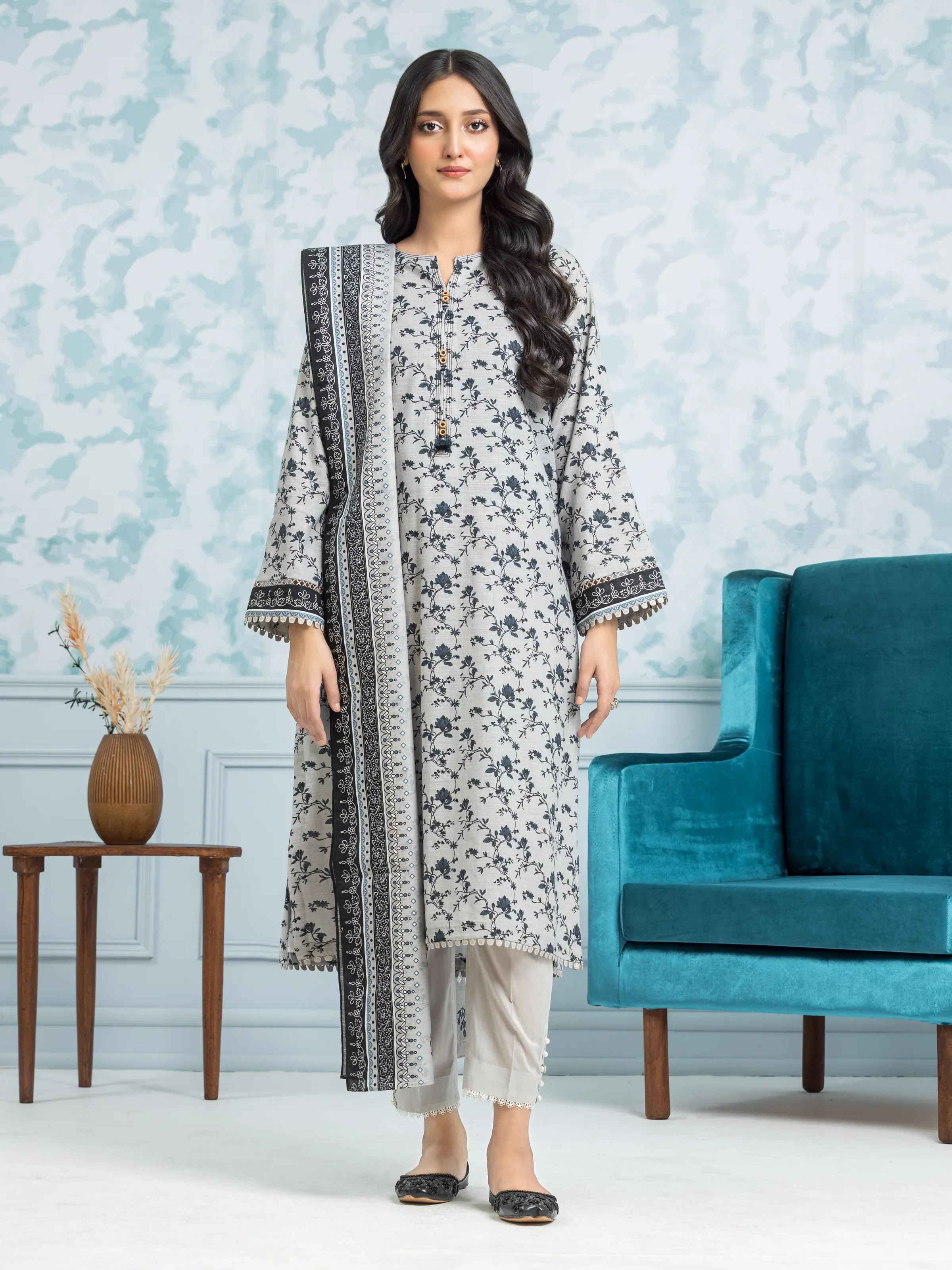 Printed Khaddar Shirt - EWU24A3-29315S