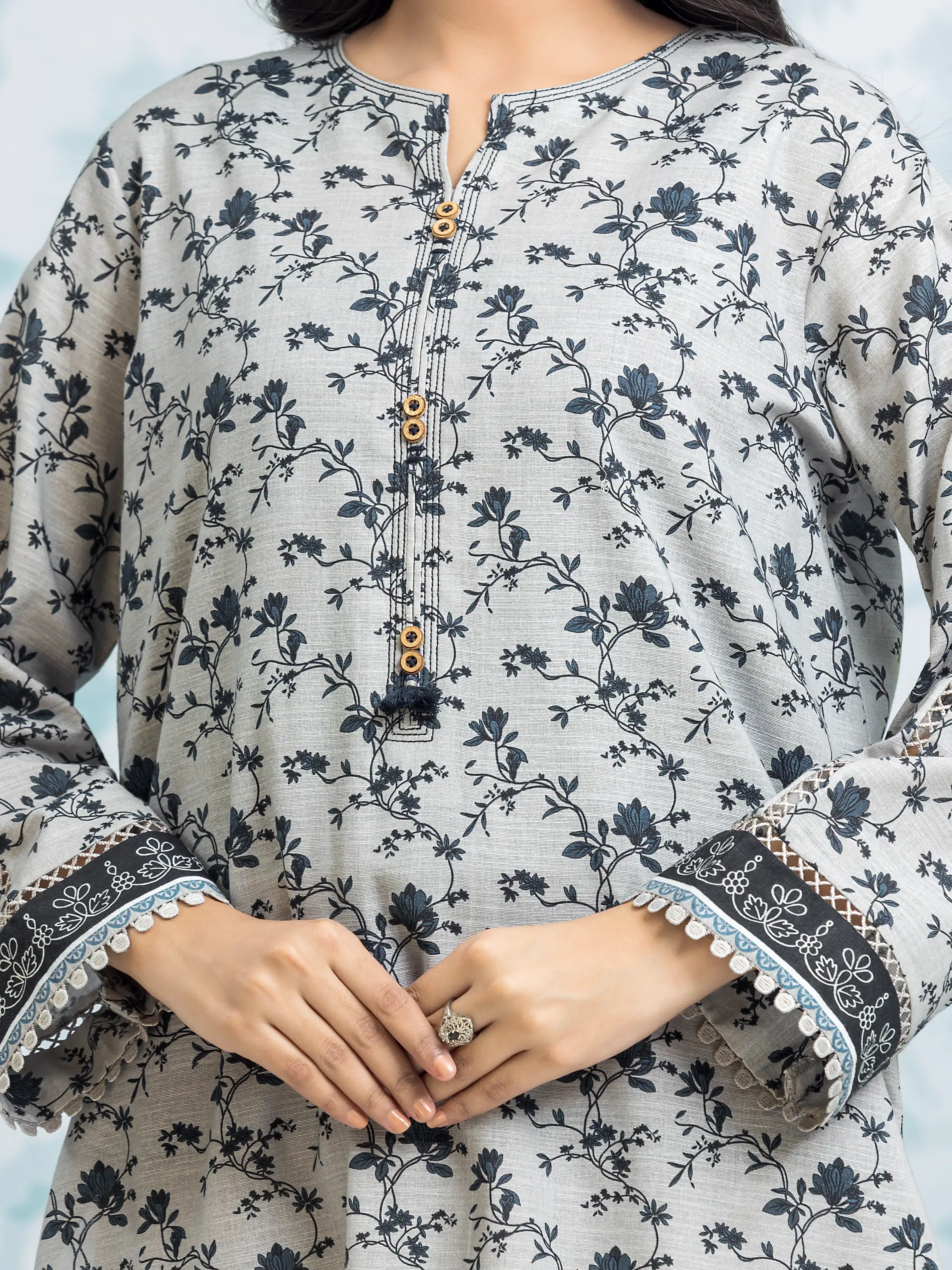 Printed Khaddar Shirt - EWU24A3-29315S - Image 4