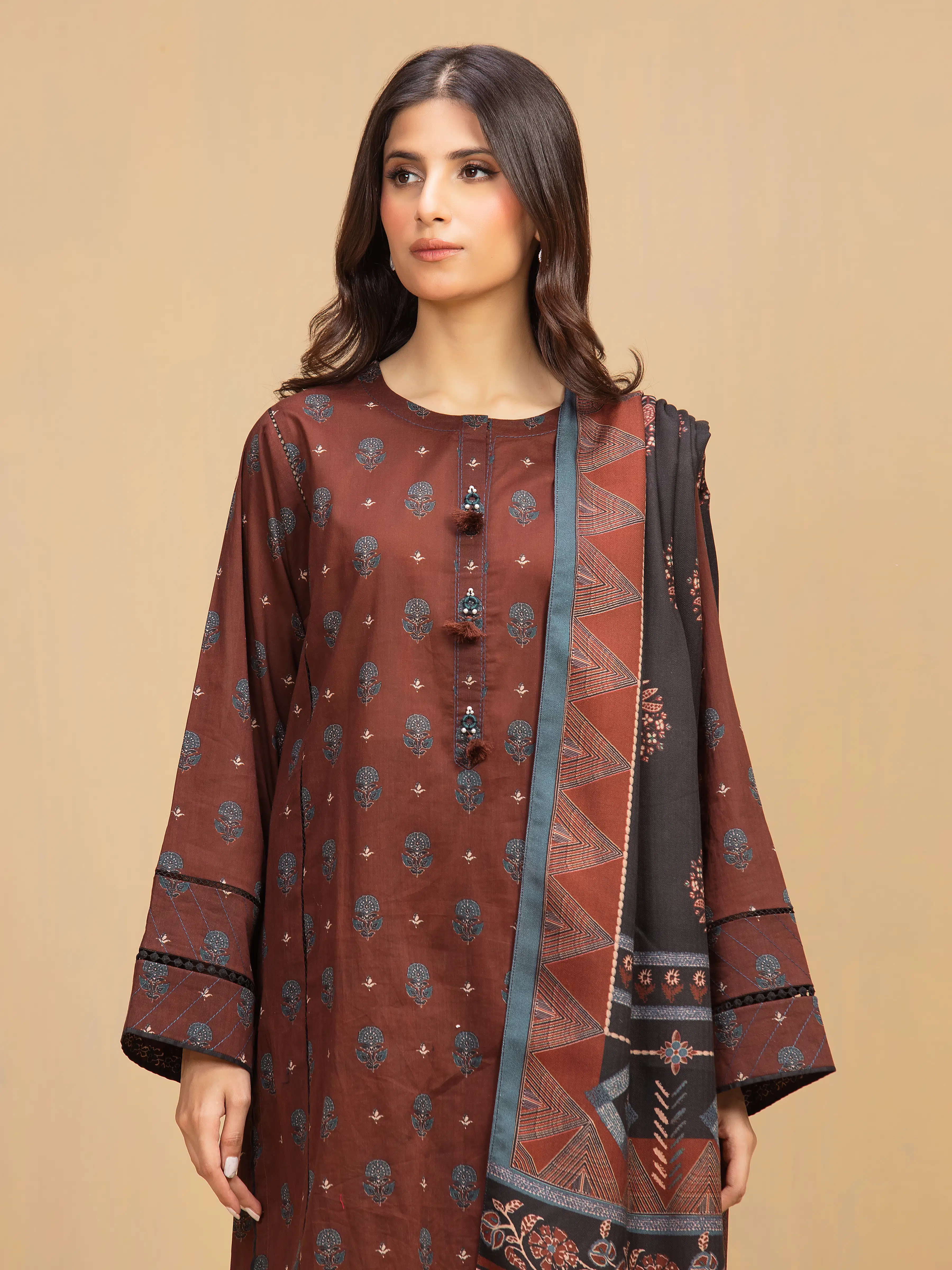 Printed Khaddar Suit - EWU5M3-020-3P - Image 4