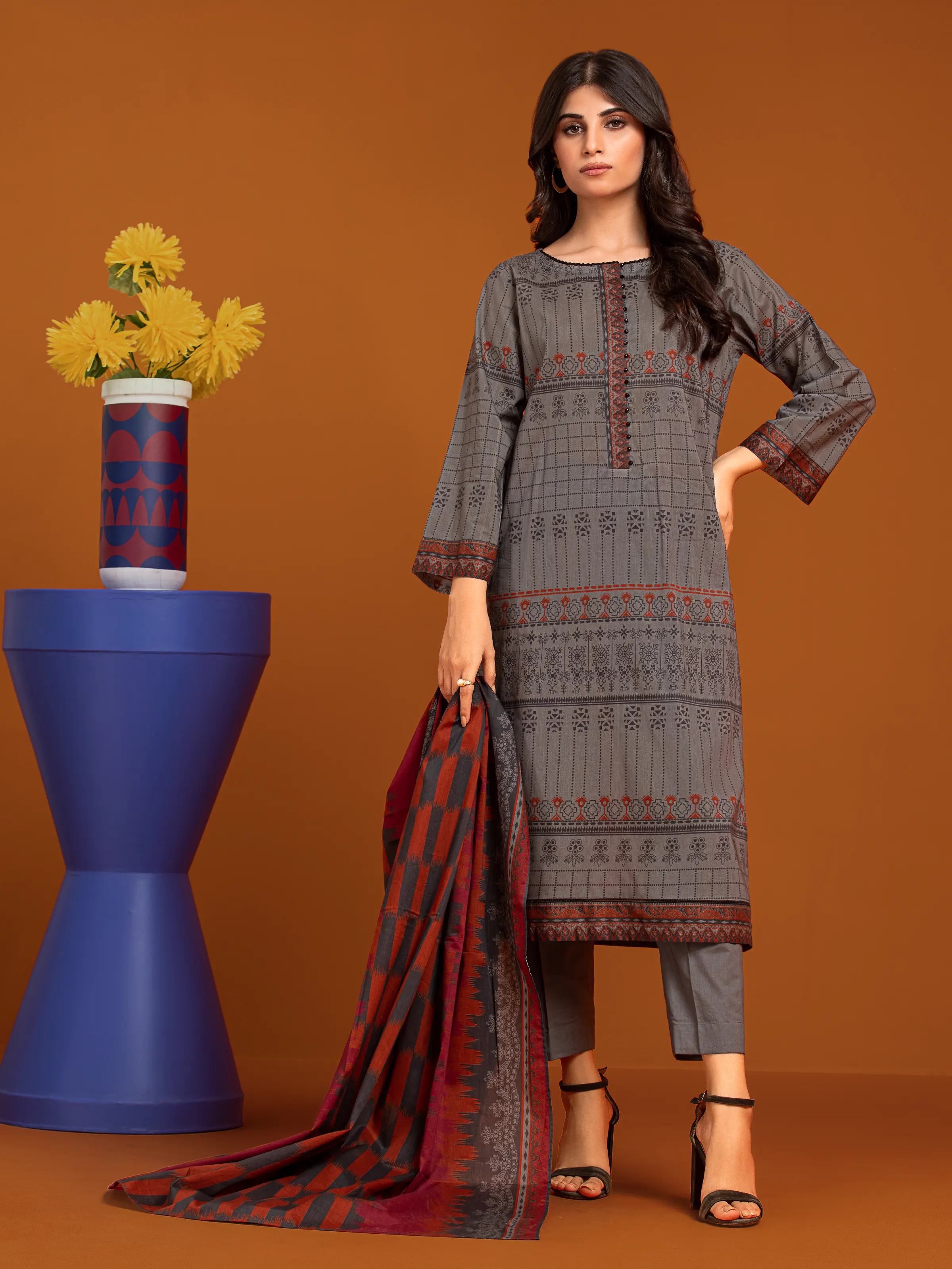 Printed Khaddar Shirt Trouser - EWU24A3-27139ST