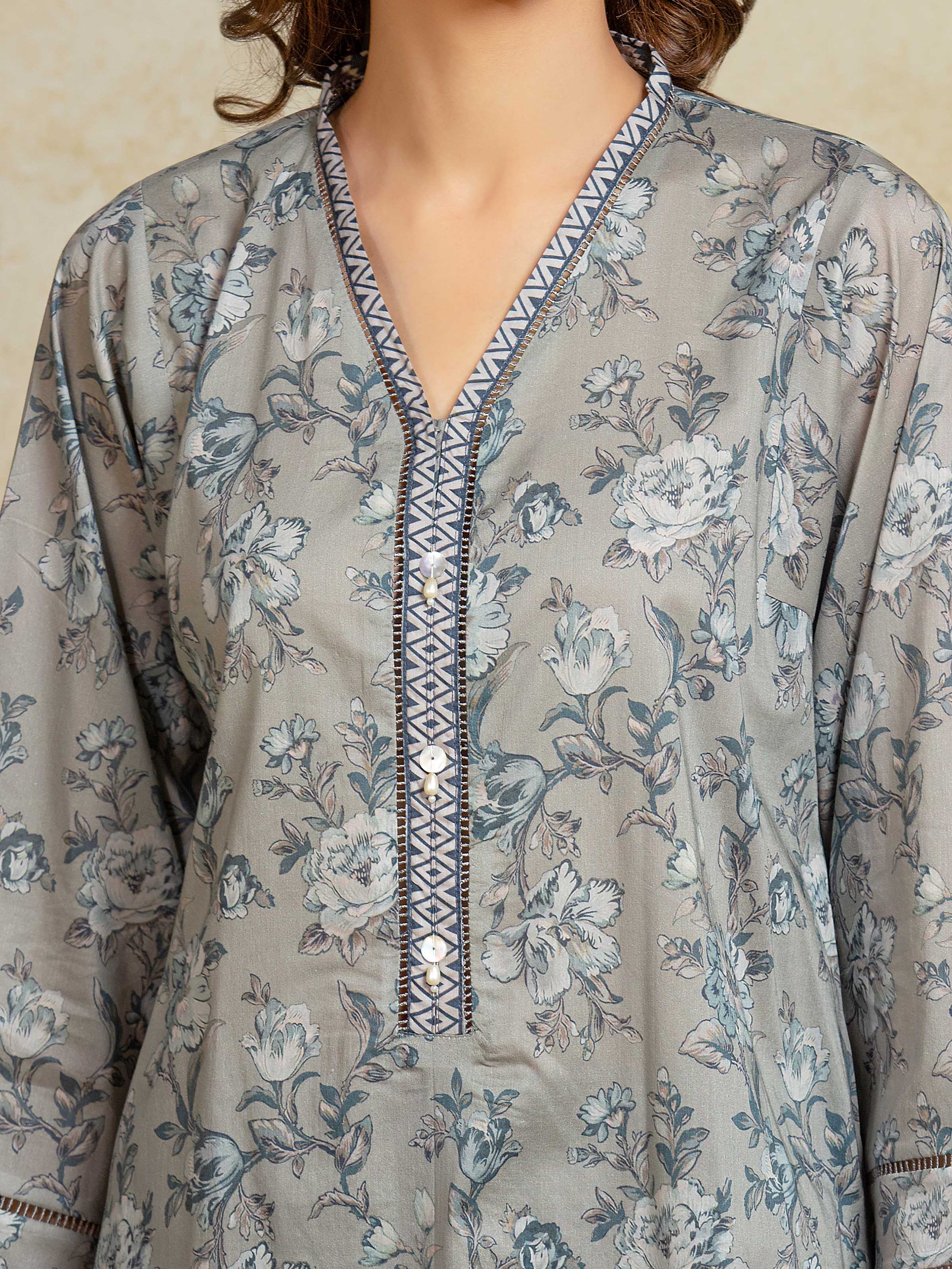 Printed Khaddar Shirt - EWU5A3-35948S - Image 3