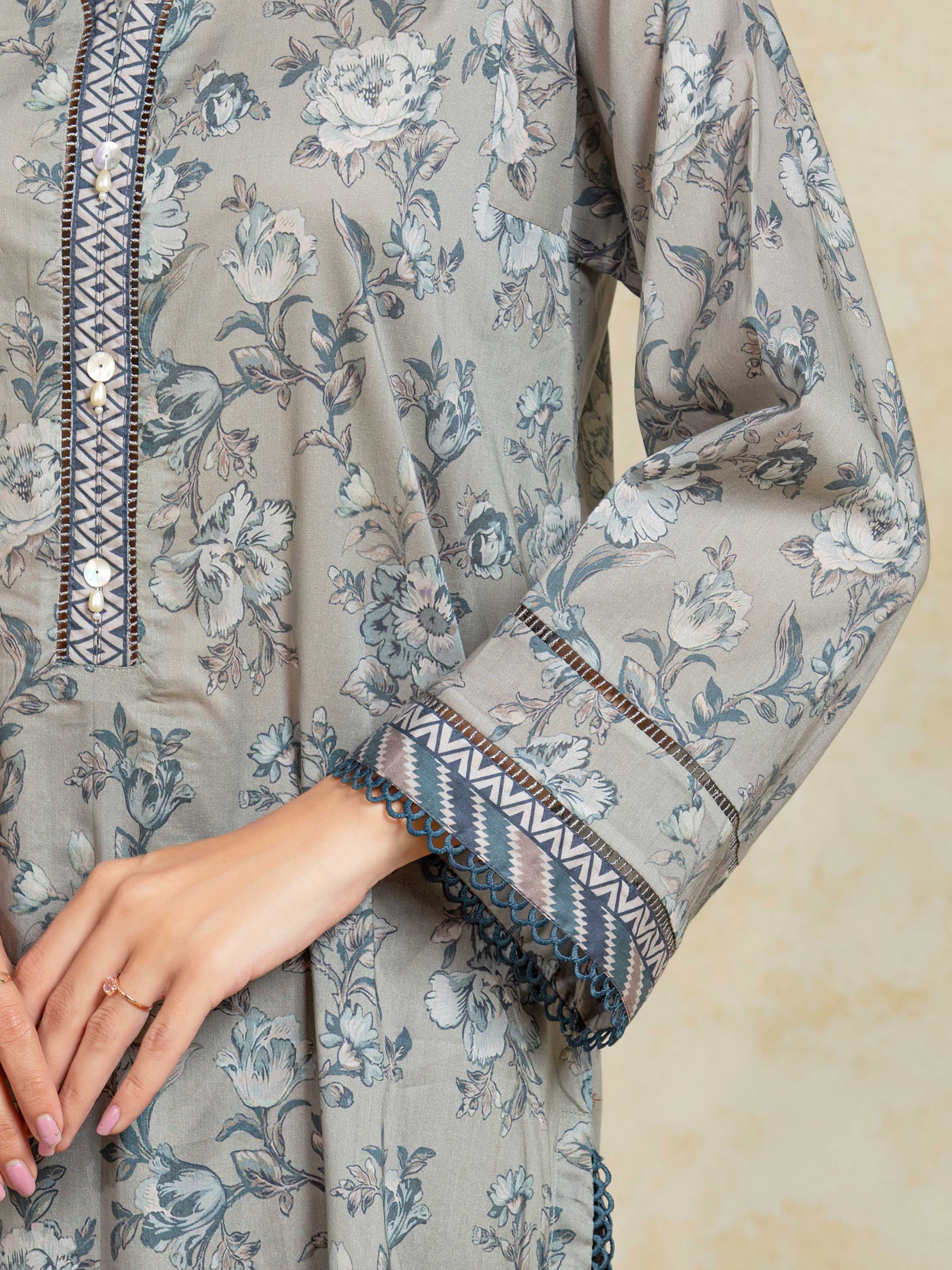 Printed Khaddar Shirt - EWU5A3-35948S - Image 4