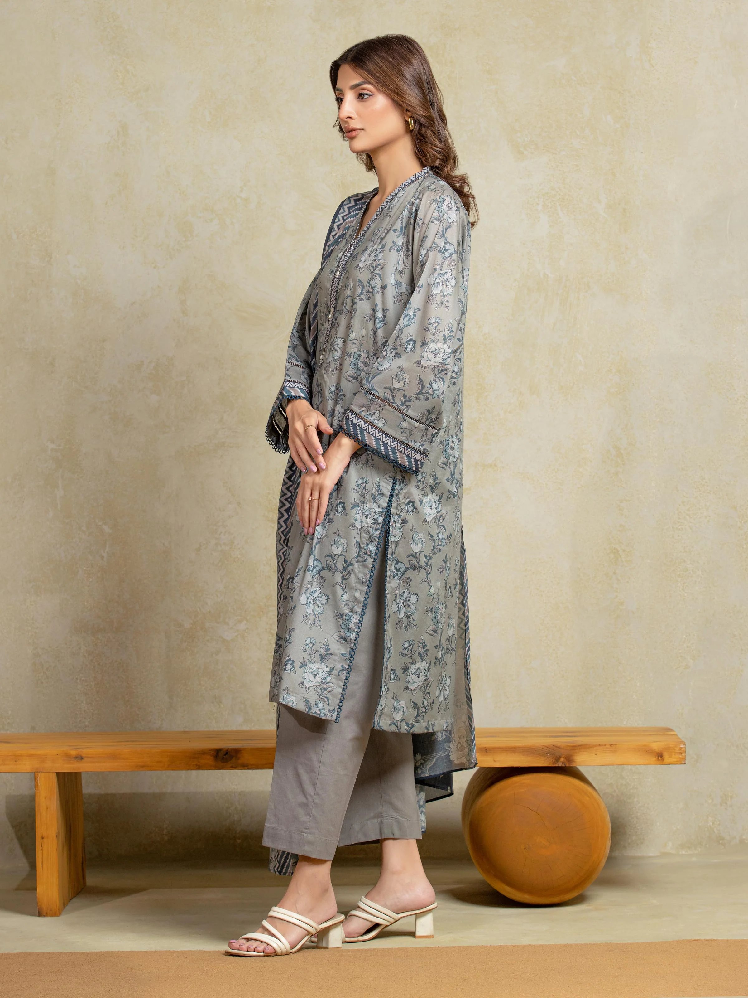 Printed Khaddar Shirt - EWU5A3-35948S - Image 5