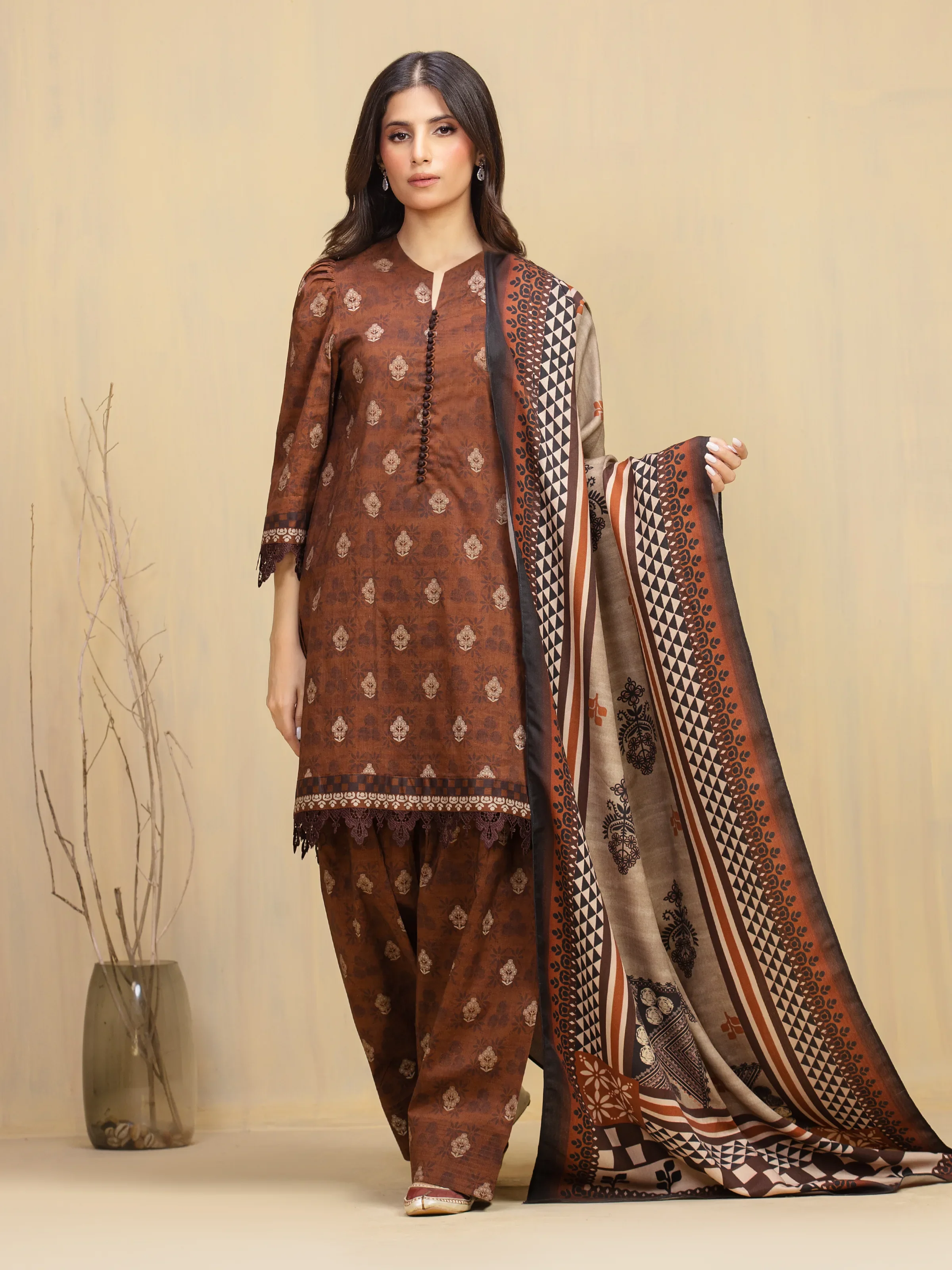 Printed Khaddar Suit - EWU5M3-001-3P