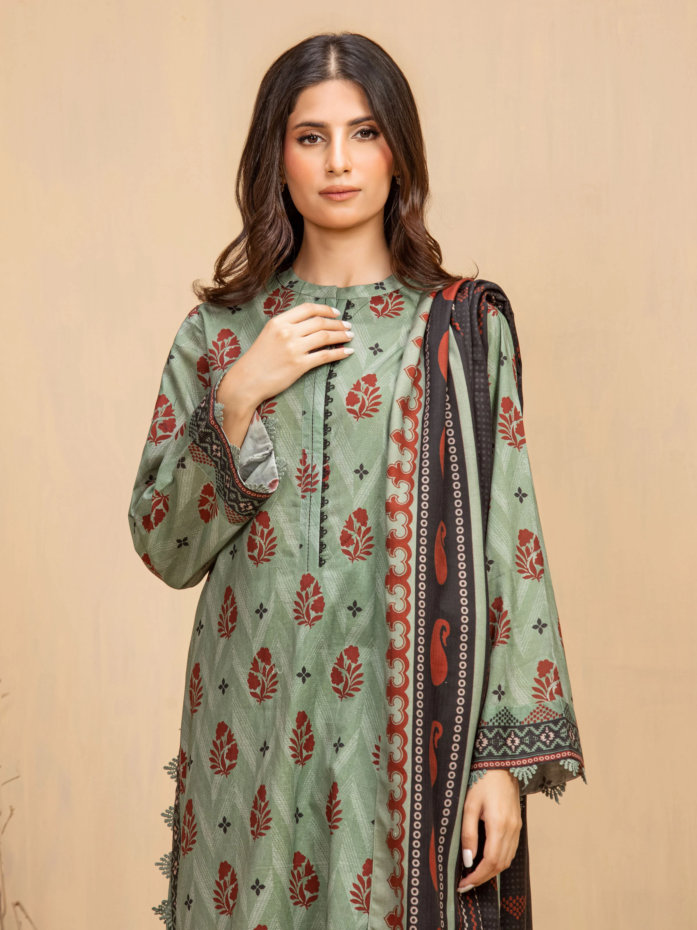 Printed Khaddar Suit - EWU5M3-018-3P - Image 2