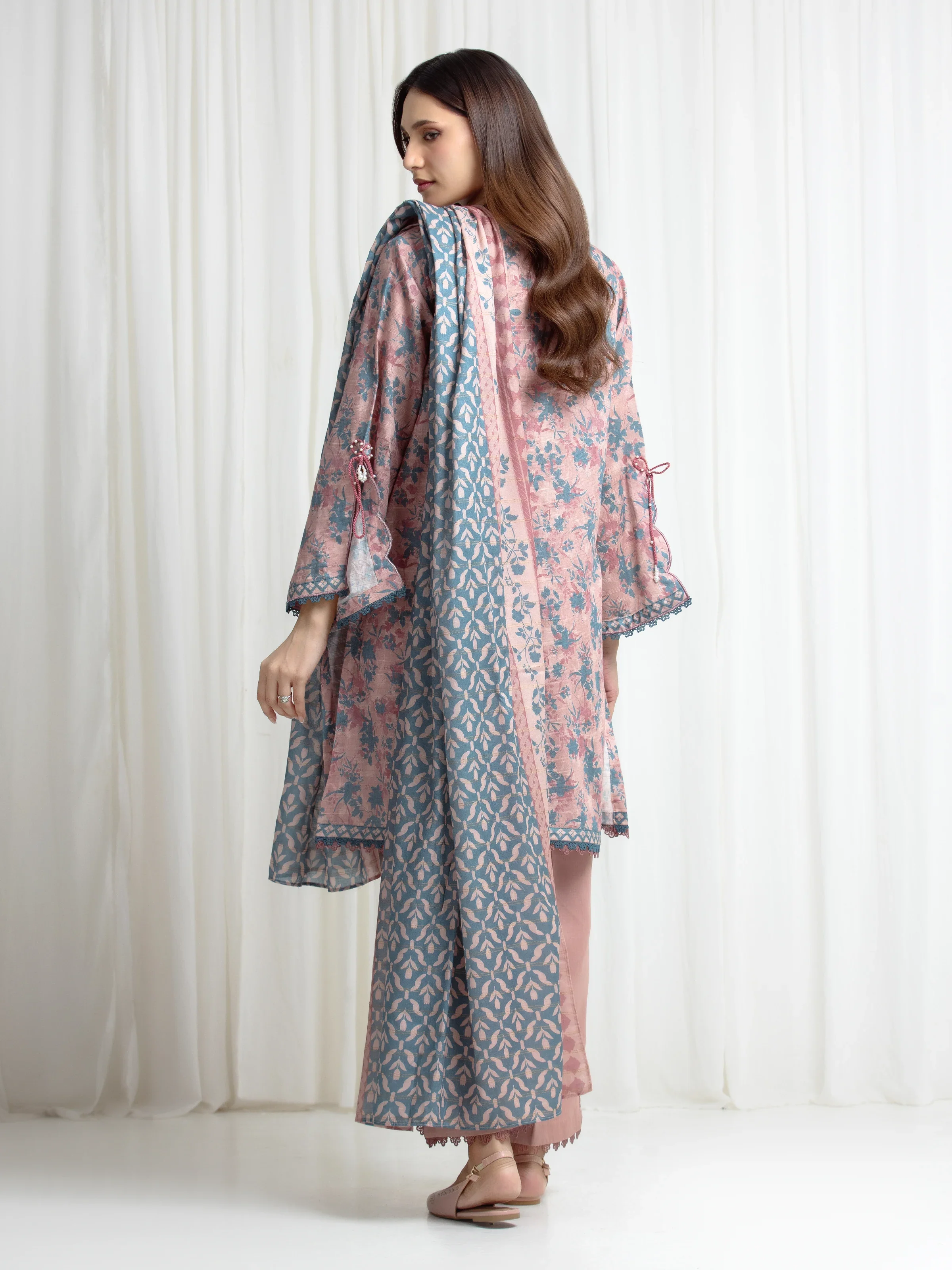 Printed Zari Lawn Suit - EWU6M6-101-3P - Image 6
