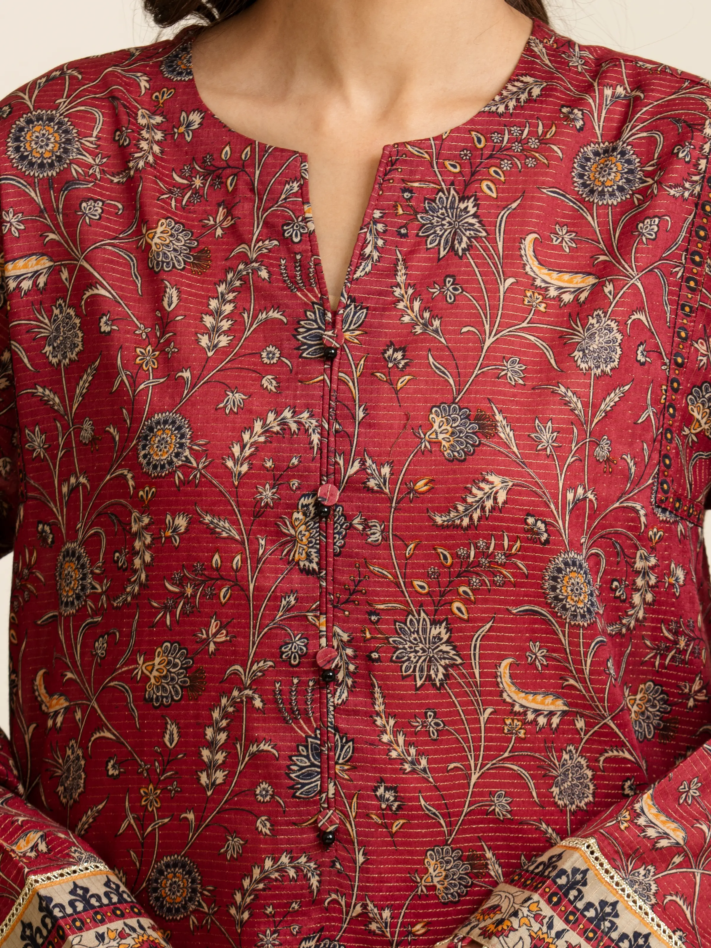 Printed Zari Lawn Suit - EWU5M6-011-3P - Image 4