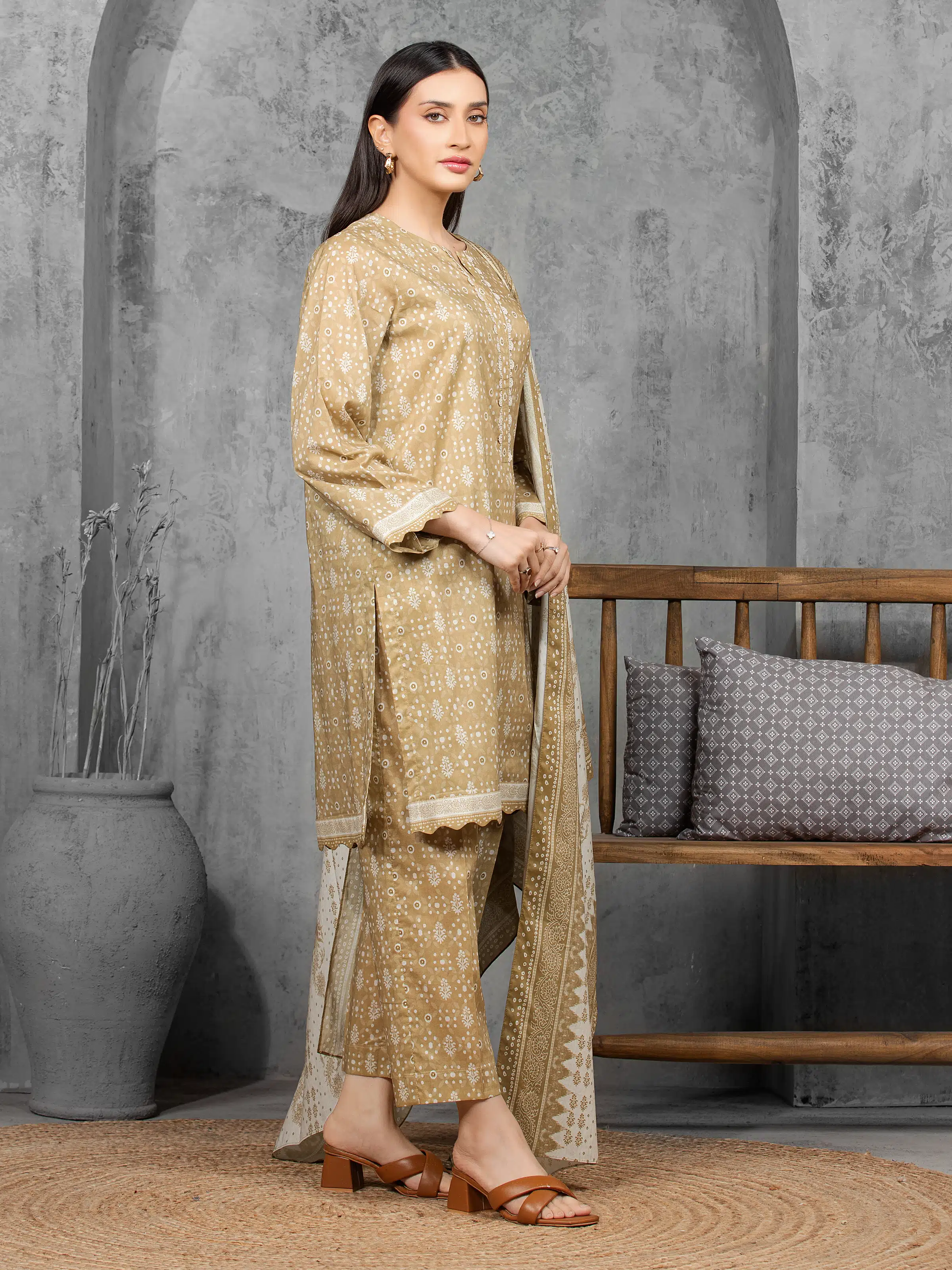 Printed Lawn Suit - EWU6A1-36519-3P - Image 5