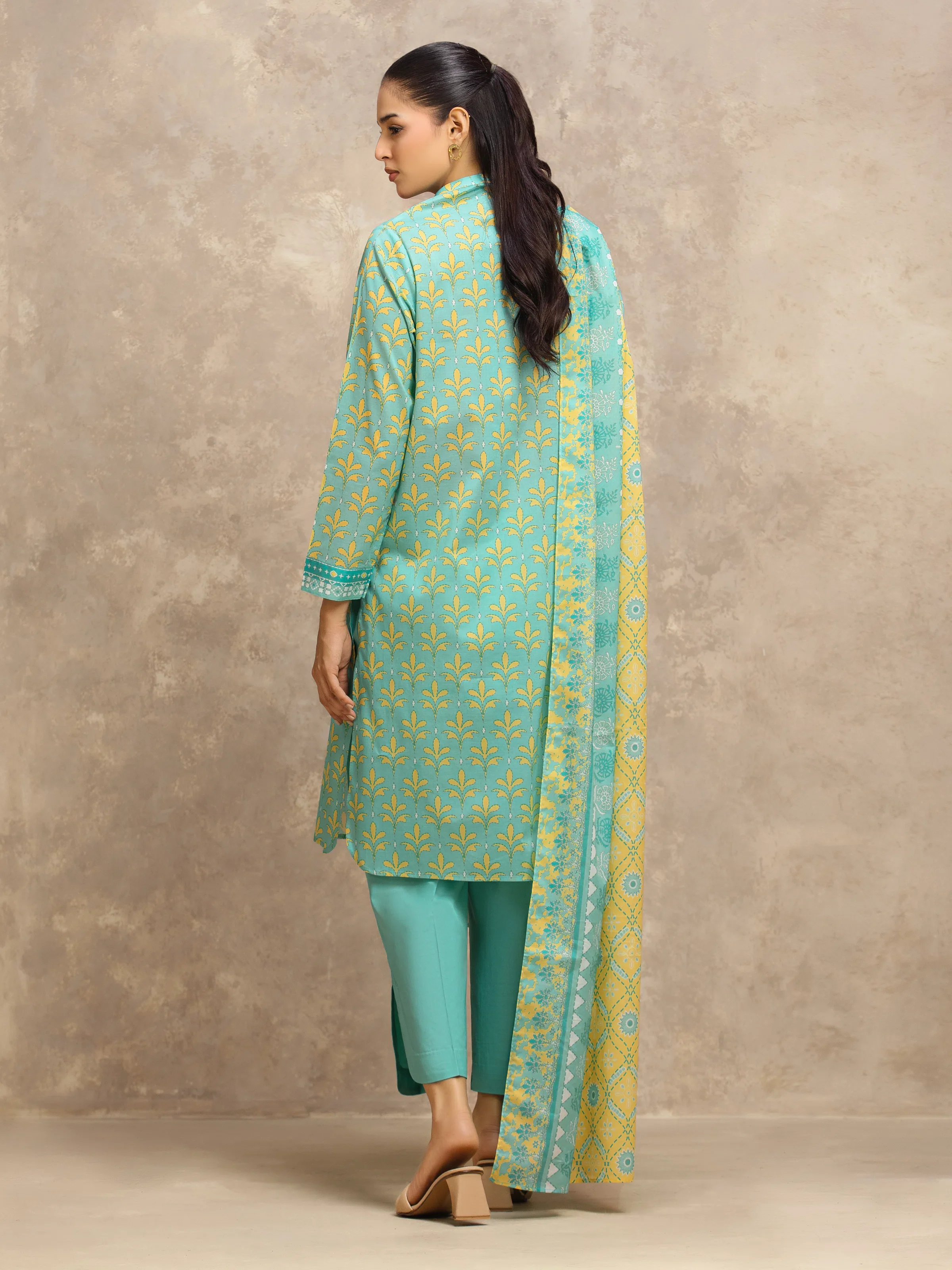 Printed Lawn Suit - EWU6A1-36565-3P - Image 6