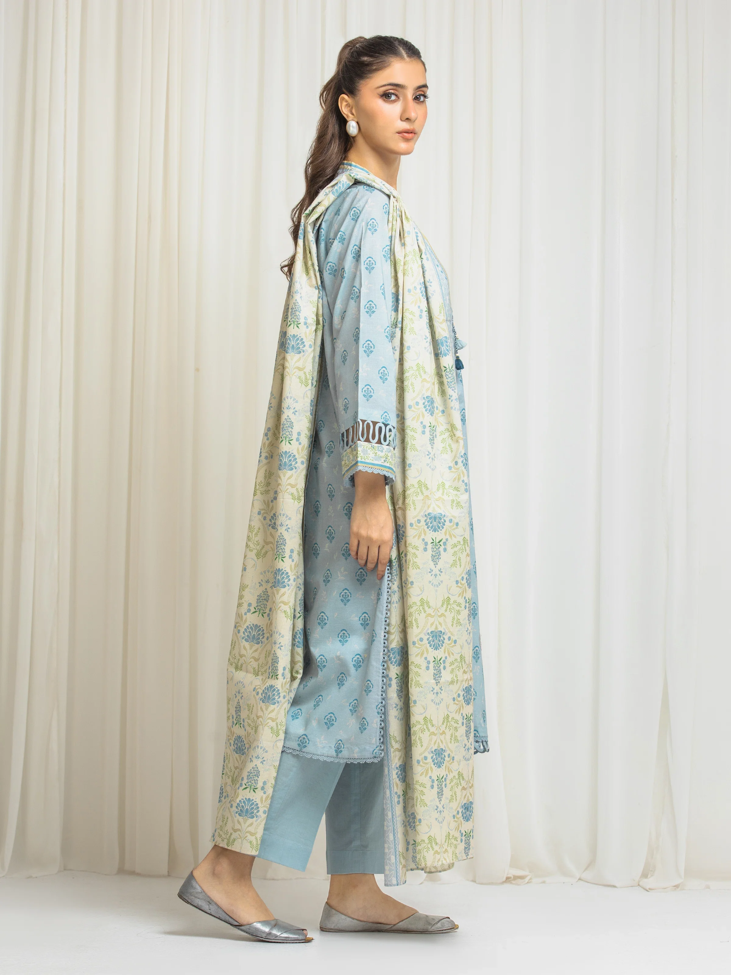 Printed Lawn Suit - EWU6A1-36567-3P - Image 5