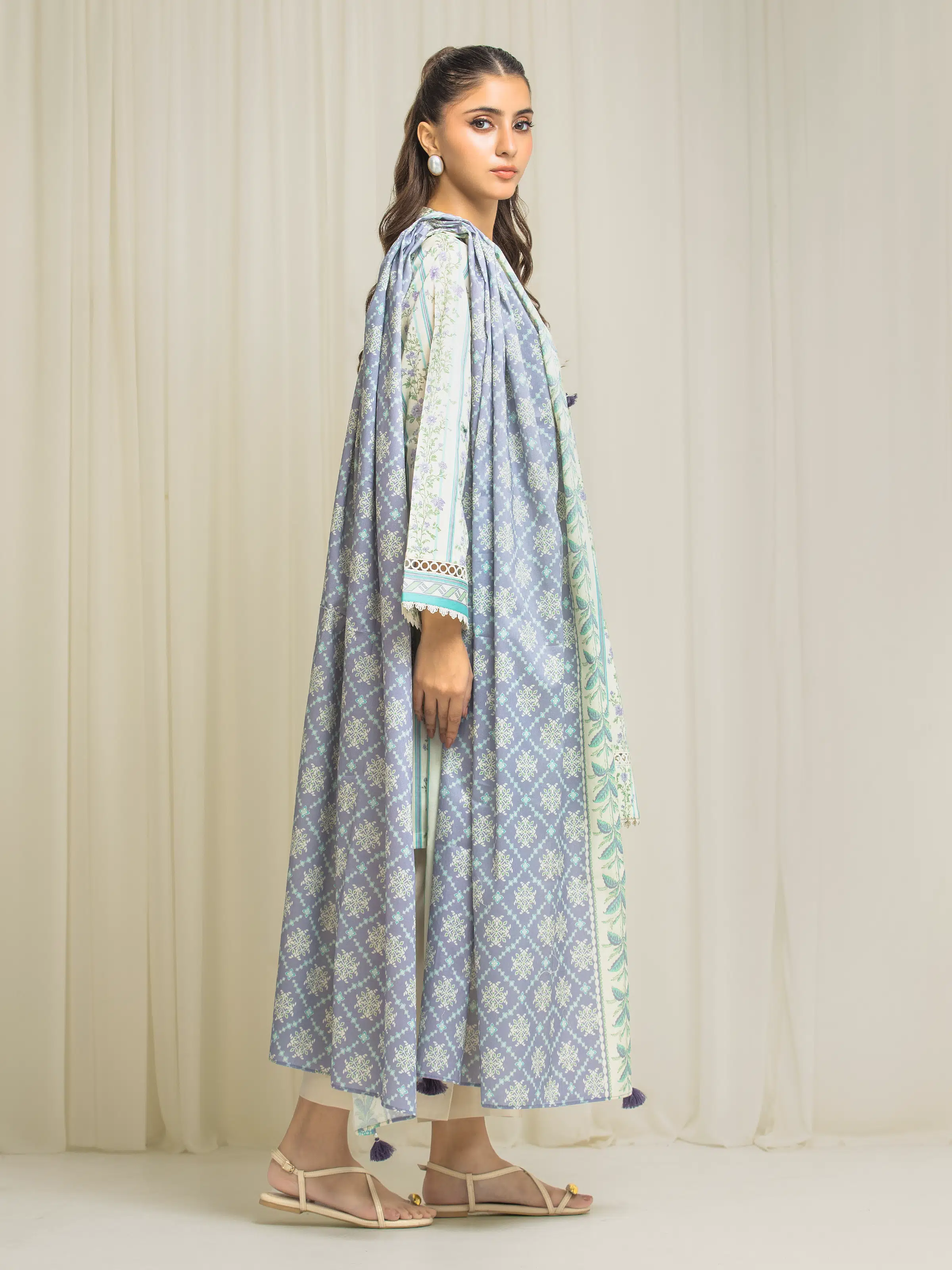 Printed Lawn Suit - EWU6A1-36568-3P - Image 5