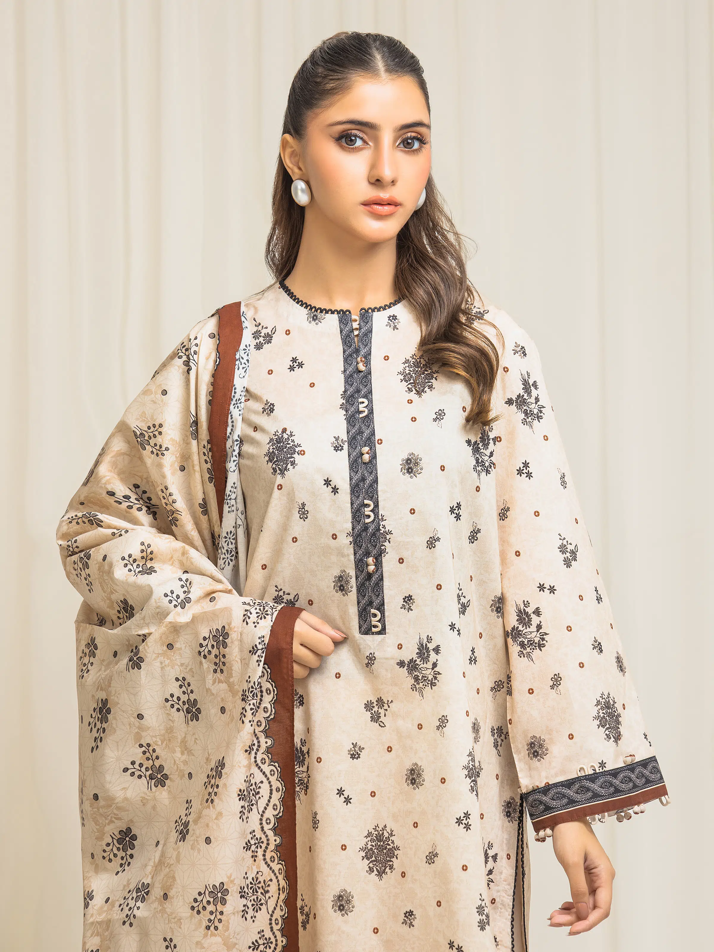Printed Lawn Suit - EWU6A1-36570-3P - Image 2