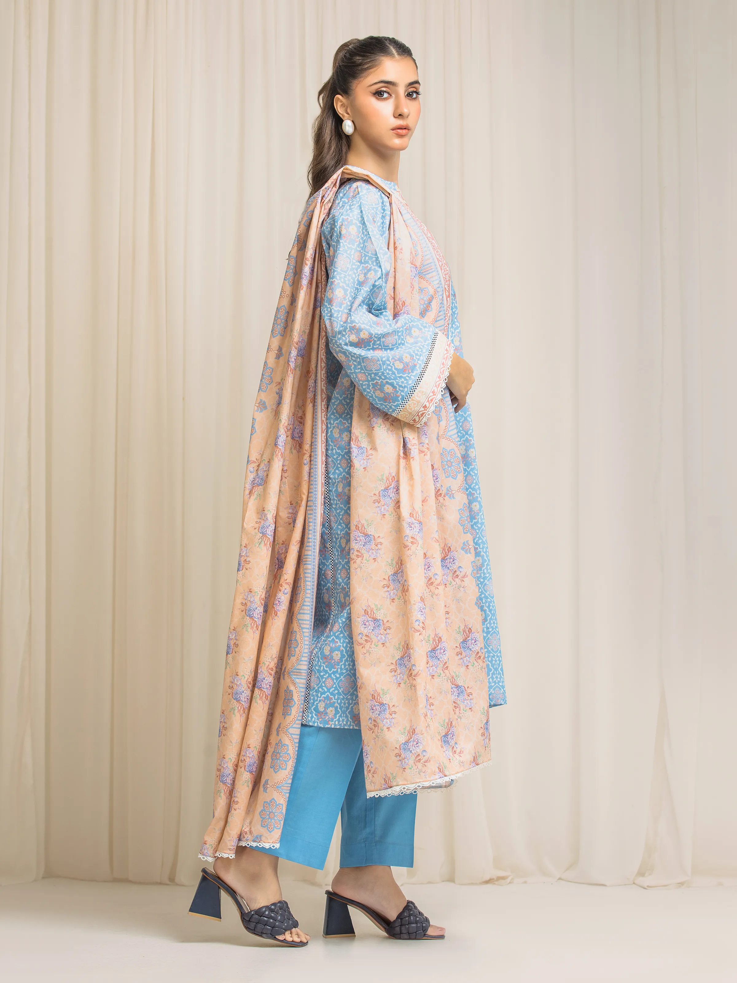 Printed Lawn Suit - EWU6A1-36571-3P - Image 5