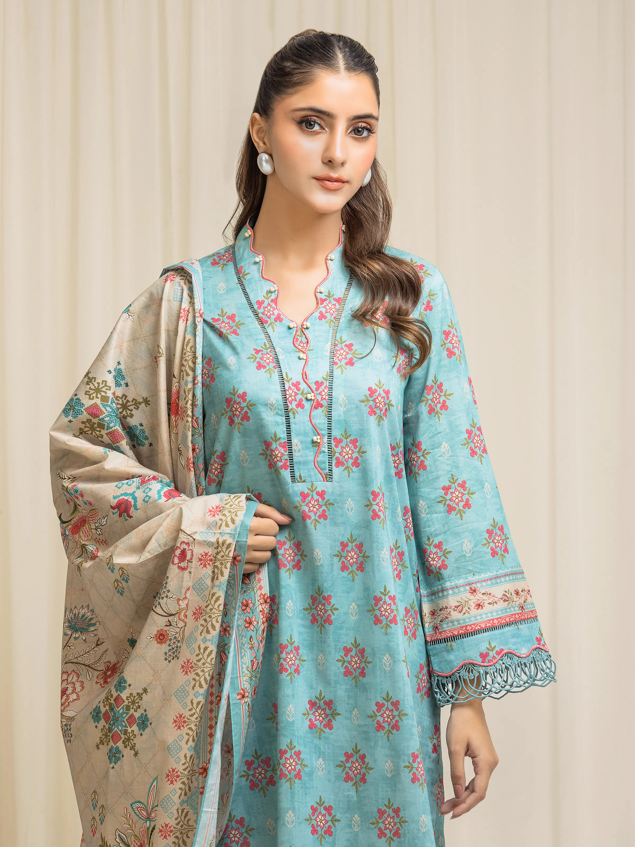 Printed Lawn Suit - EWU6A1-36573-3P - Image 2