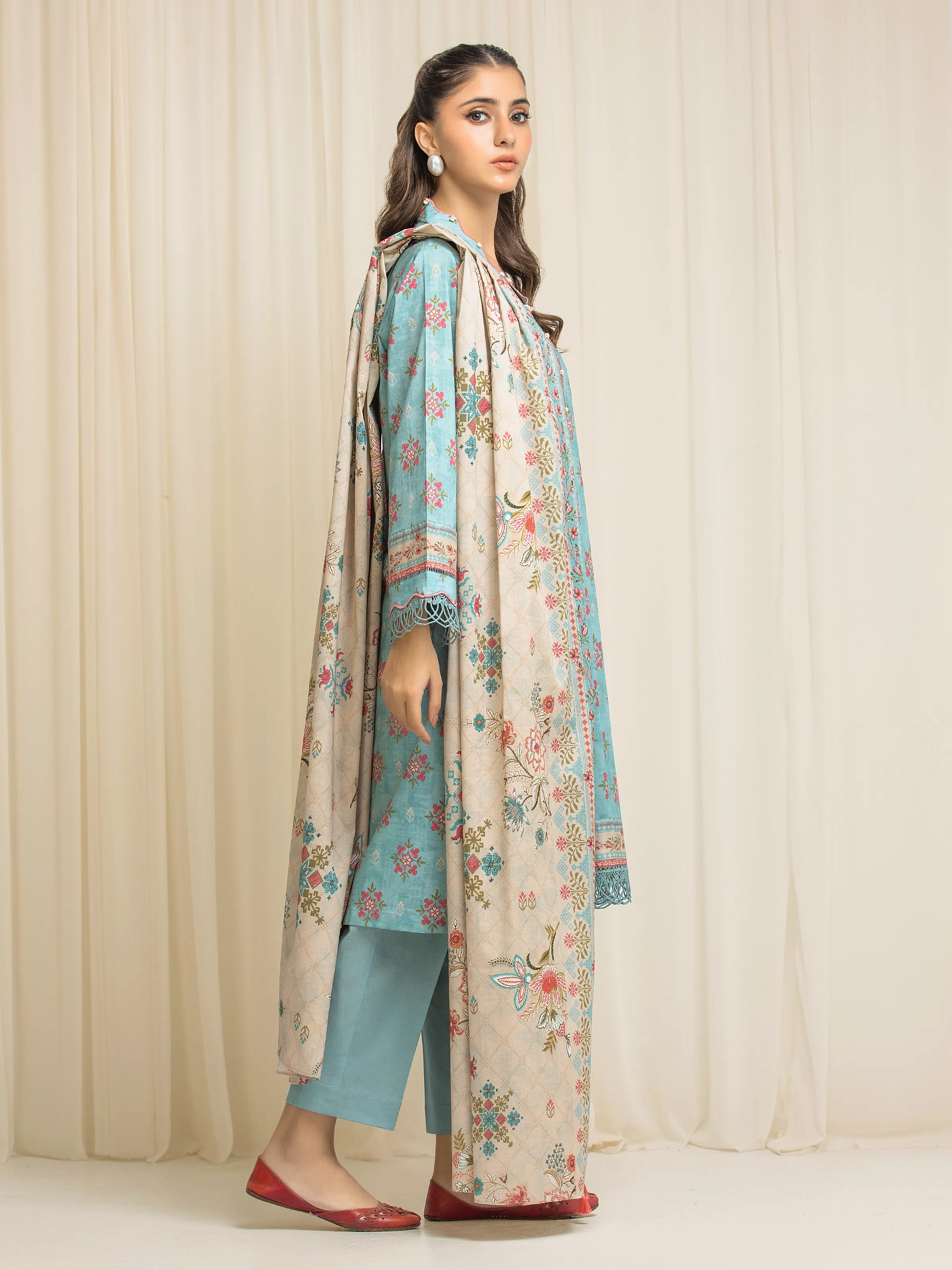 Printed Lawn Suit - EWU6A1-36573-3P - Image 5