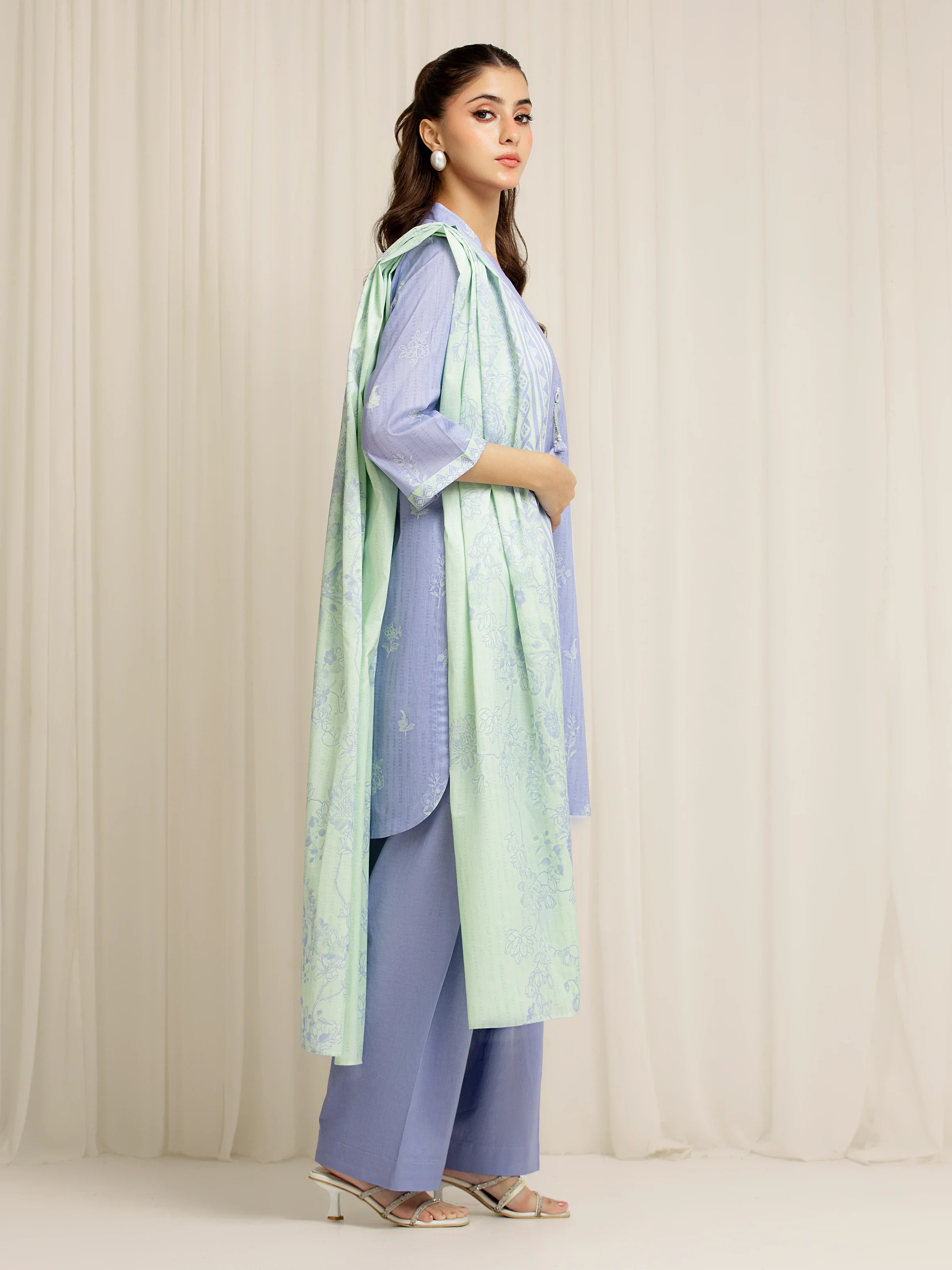 Printed Lawn Suit - EWU6A1-36586-3P - Image 5