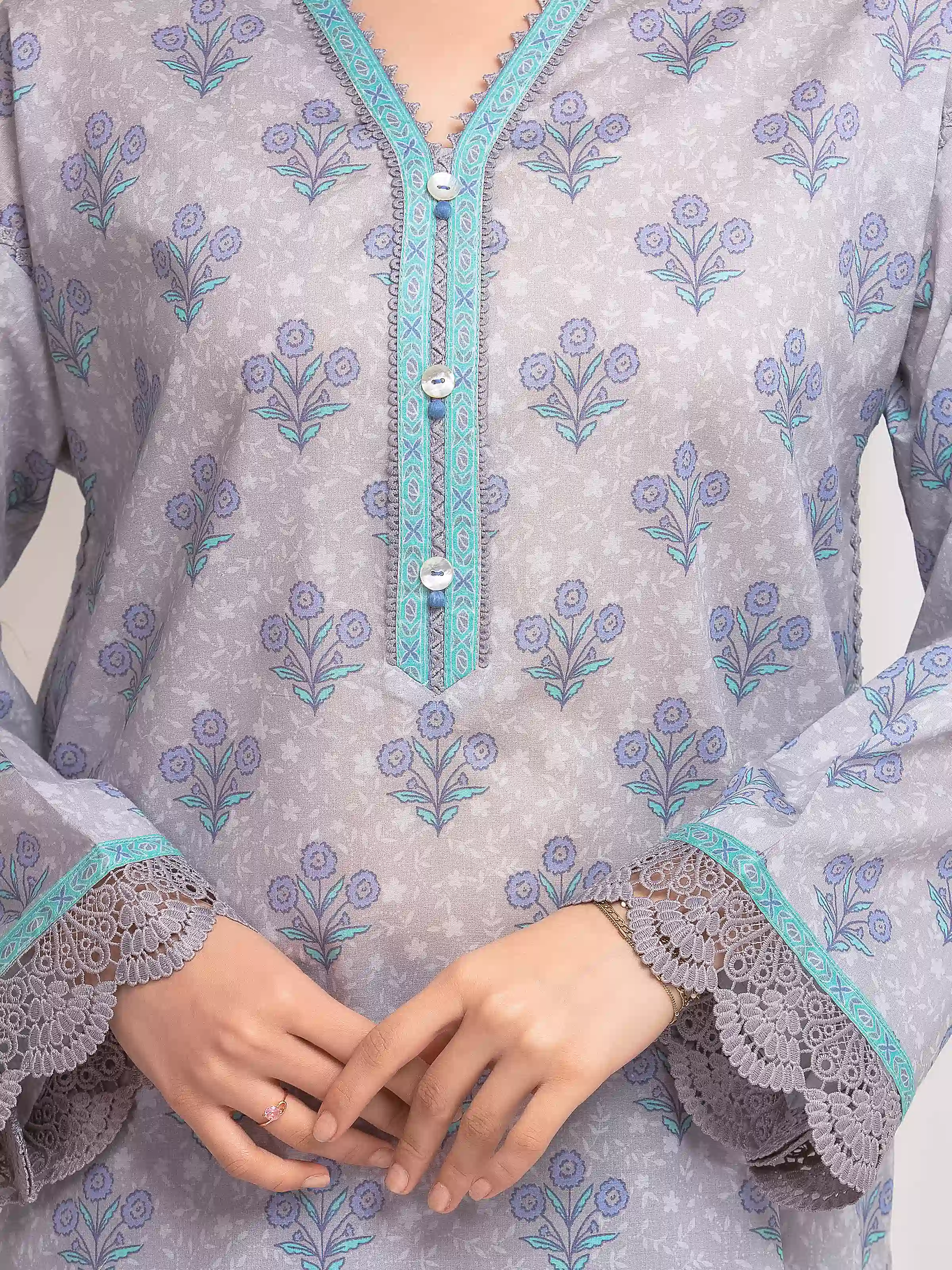 Printed Lawn Suit - EWU6A1-36610-3P - Image 3