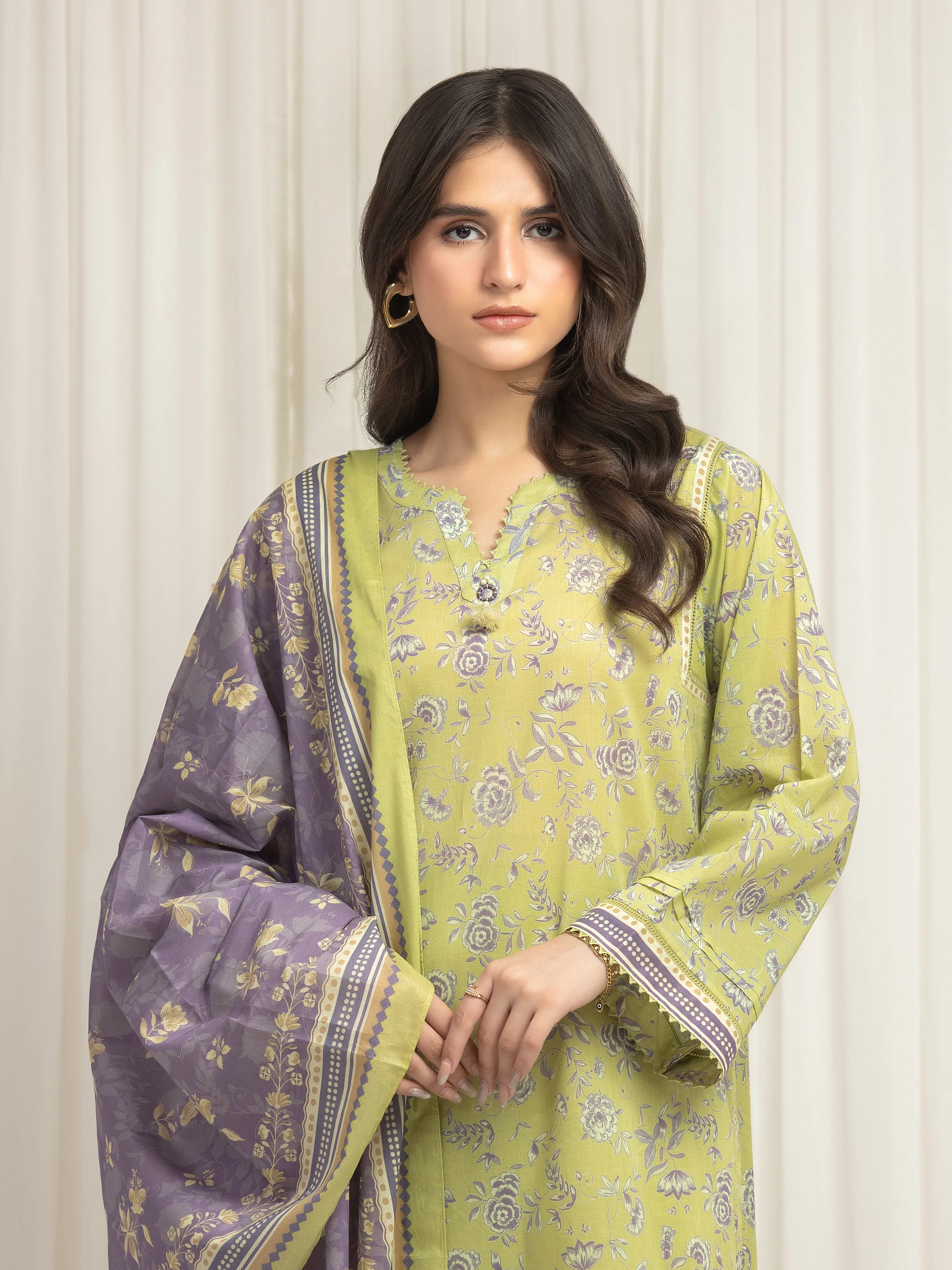 Printed Lawn Suit - EWU6A1-36622-3P - Image 2