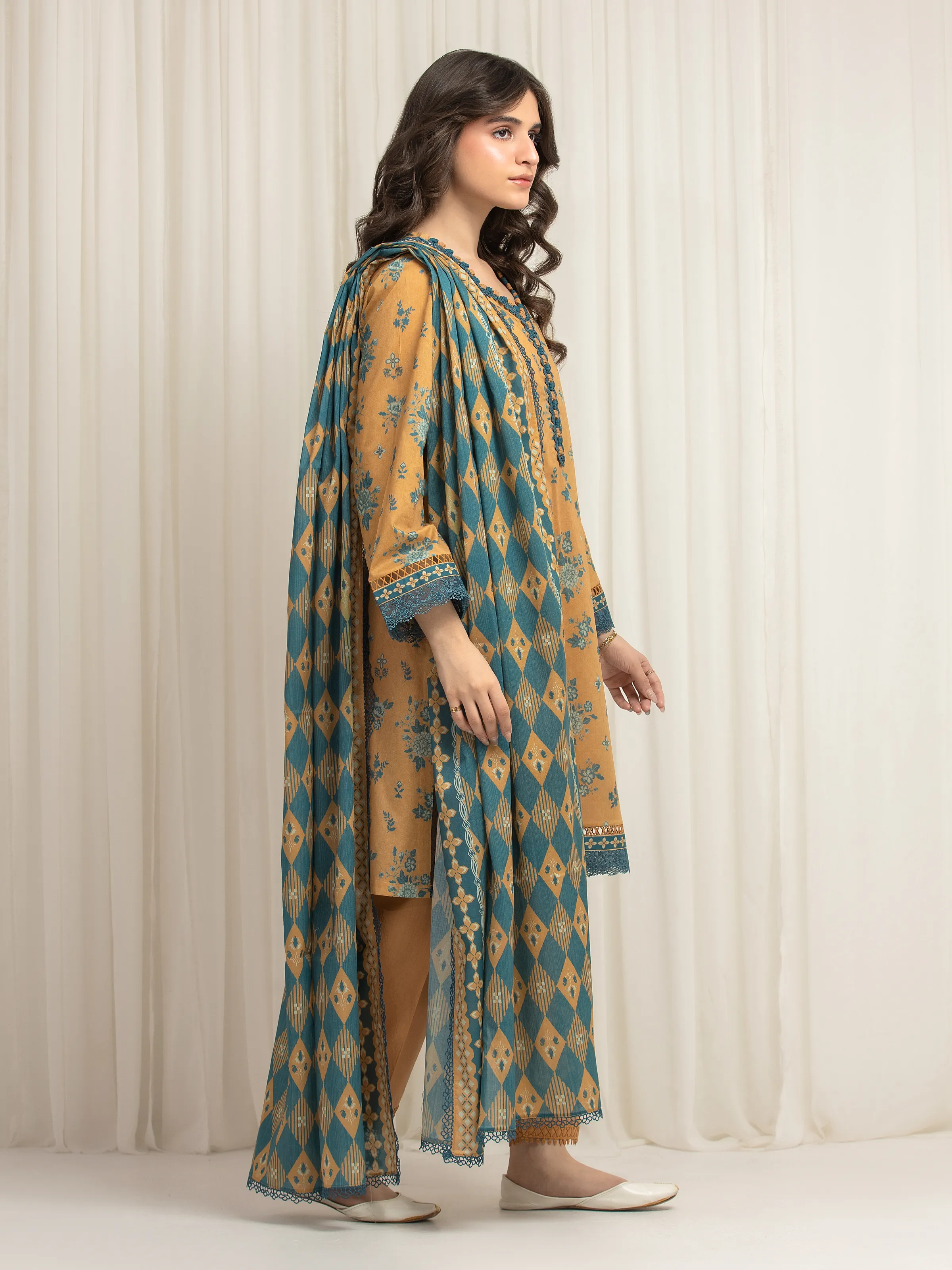 Printed Lawn Suit - EWU6A1-36629-3P - Image 5