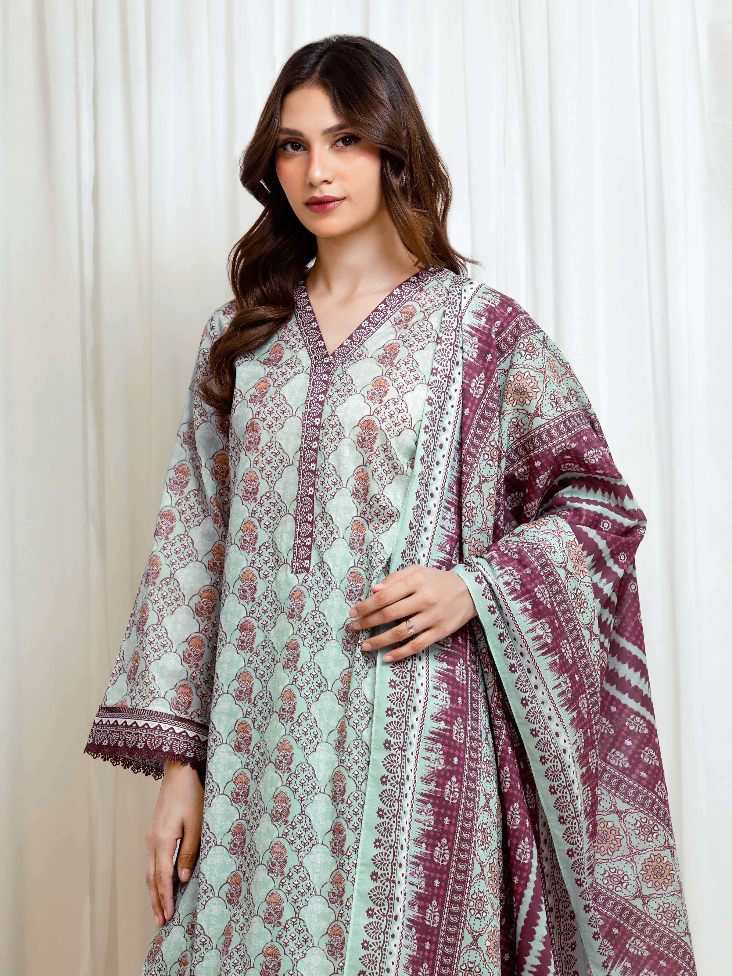 Printed Lawn Suit - EWU6A1-36660-3P - Image 2